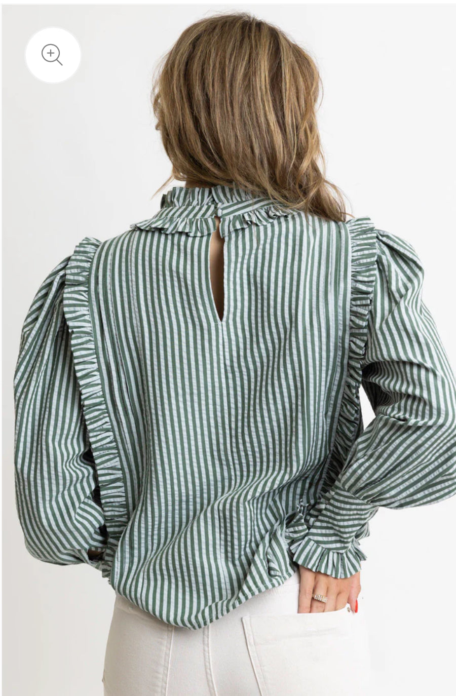 STRIPE PLEAT RUFFLE TOP