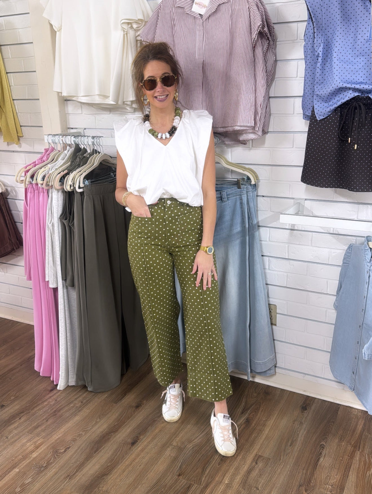 OLIVE POLKADOT PANT
