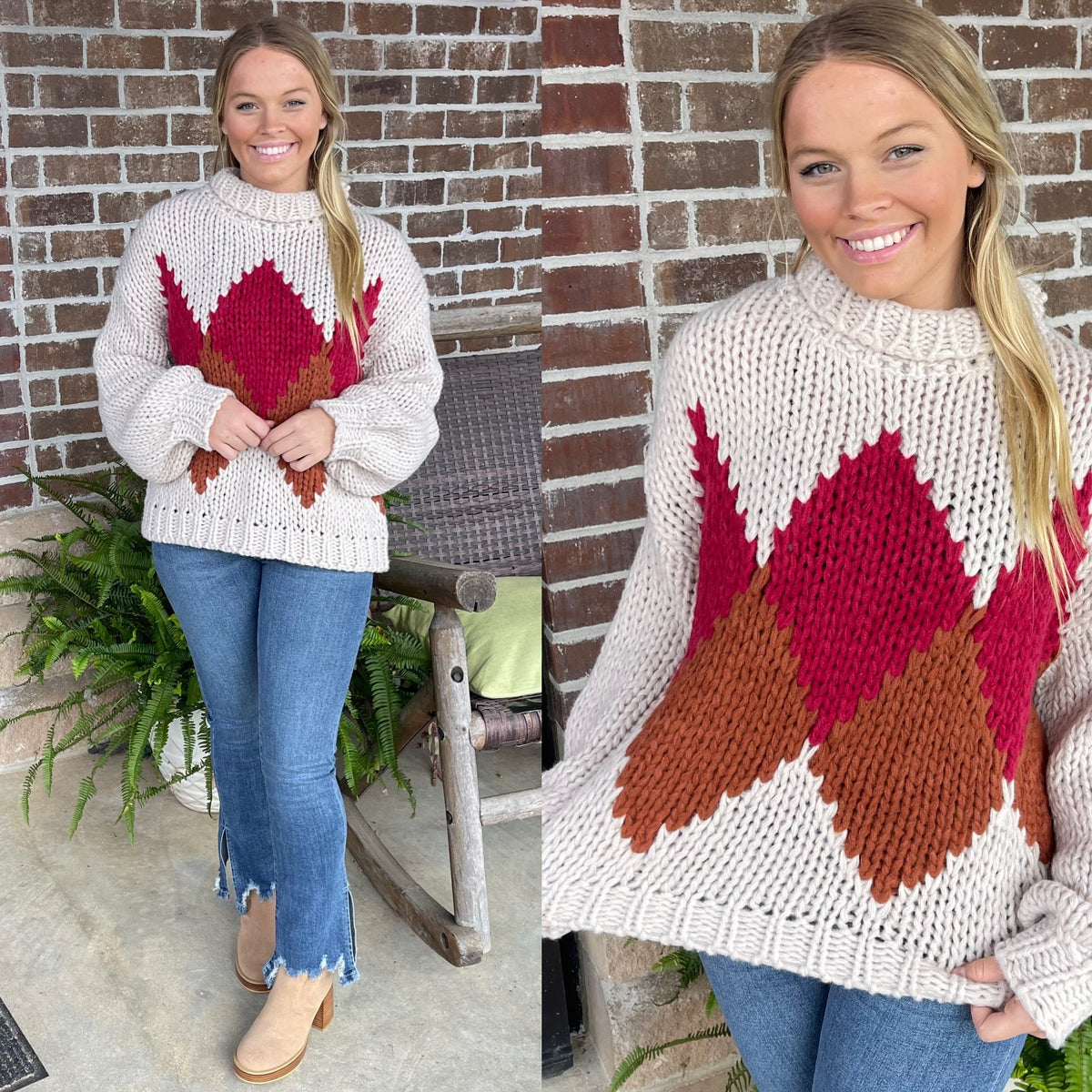 RUBY HIGH NECK GEOMETRIC SWEATER