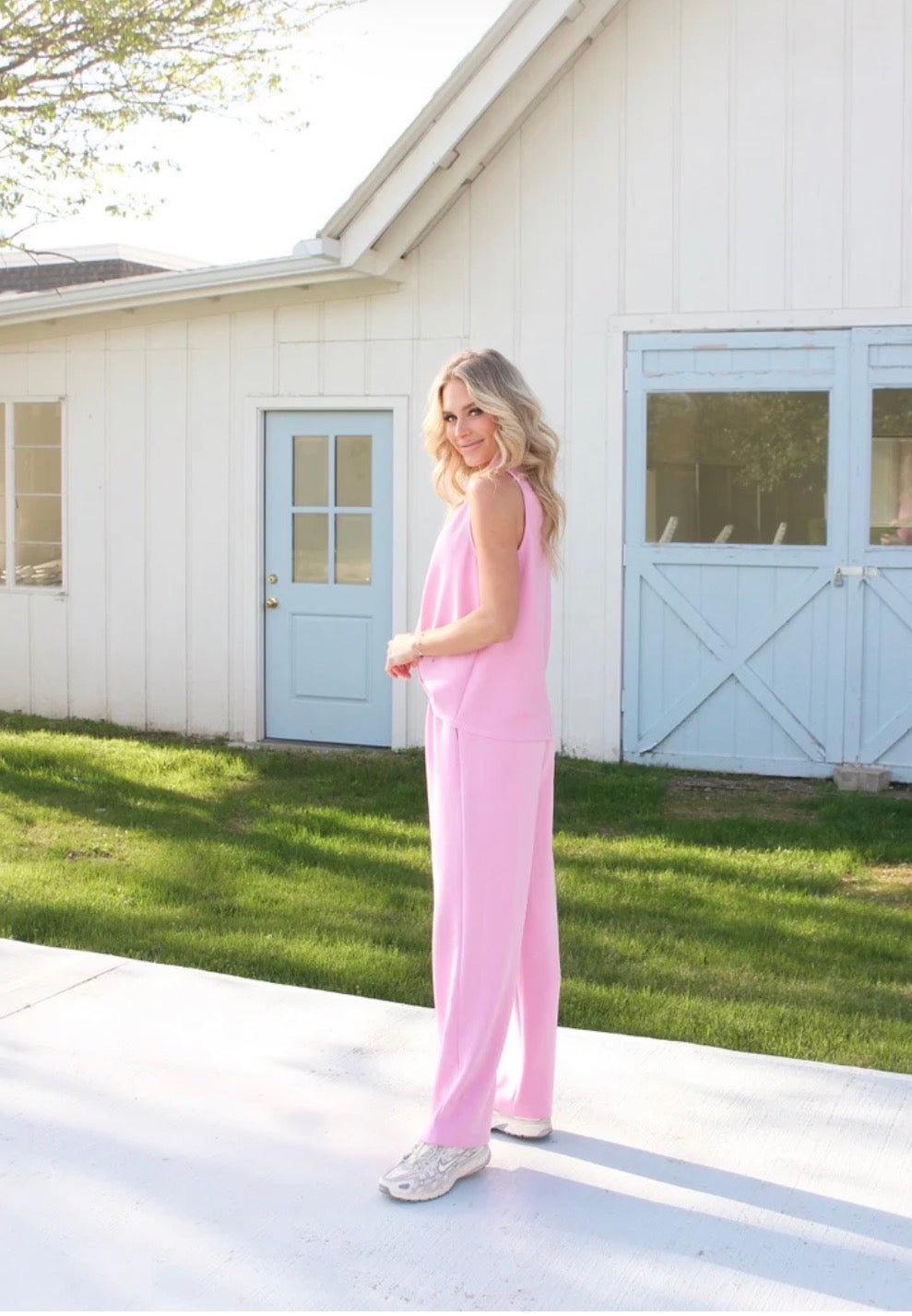 PINK ELASTIC WAIST PANT