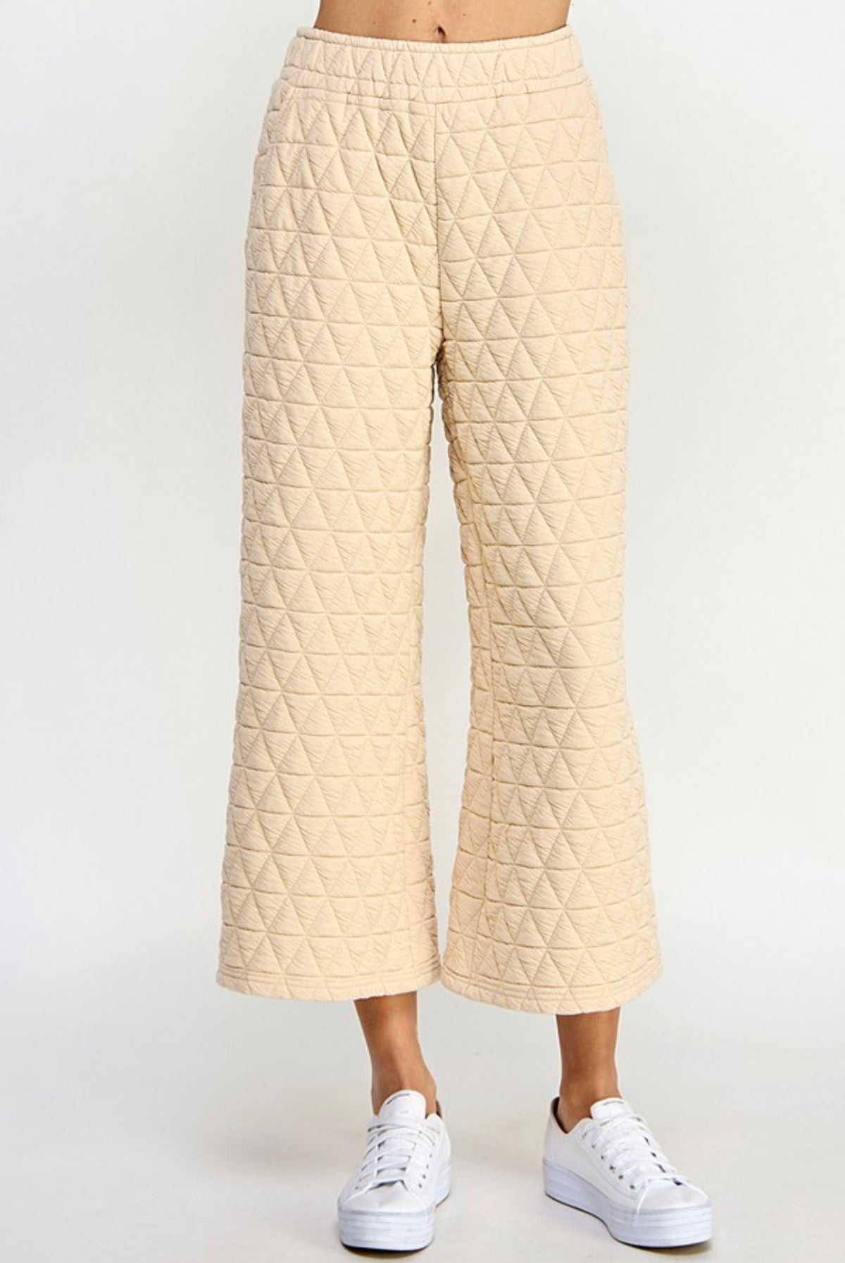 QUILTED CROPPED FLARE PANTS