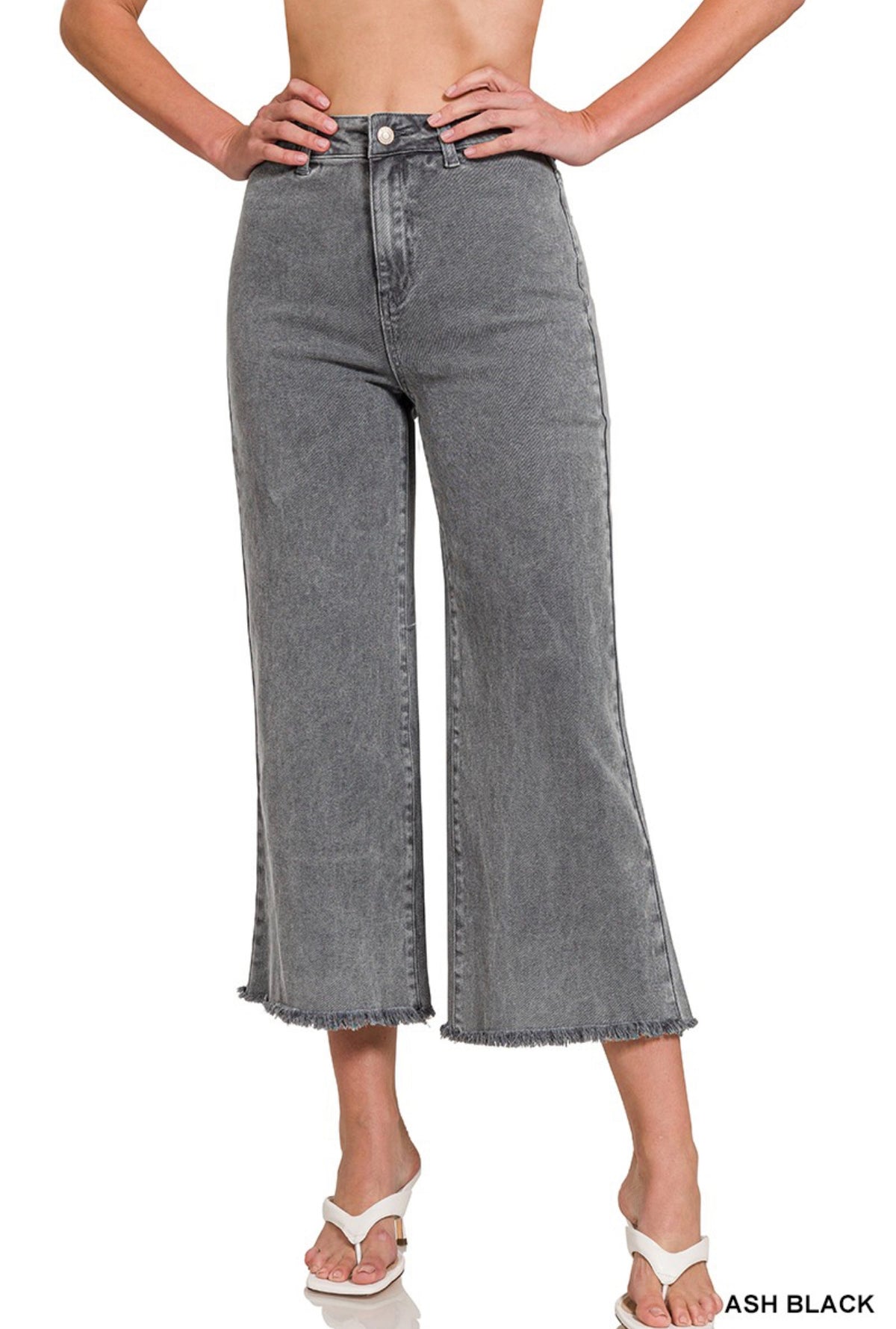 ACID WASH STRAIGHT LEG FRAY PANT