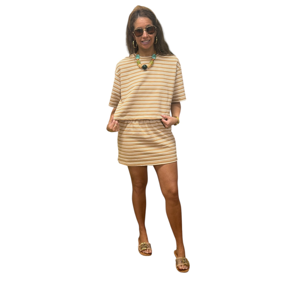LATTE TAN STRIPE TOP