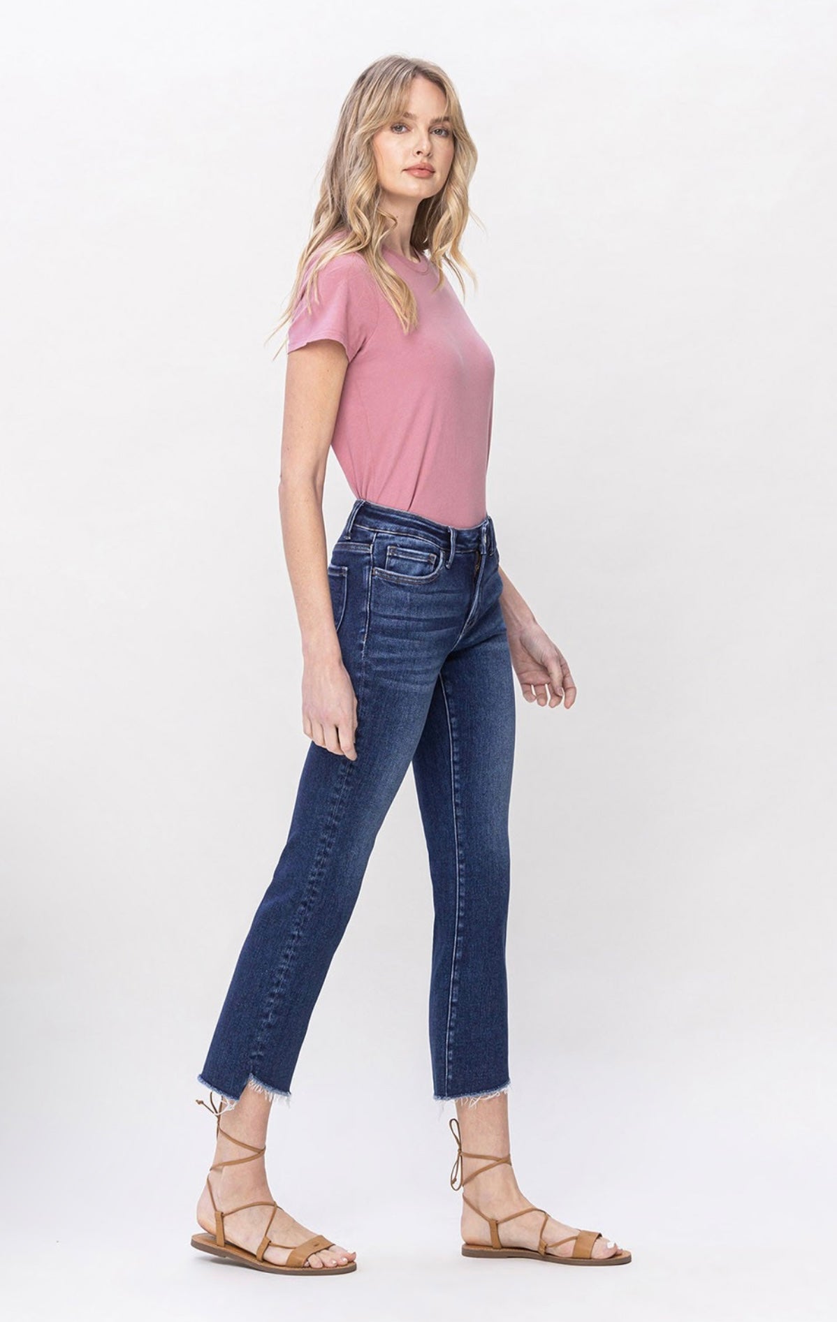 SARAH MID RISE STEP HEM DENIM