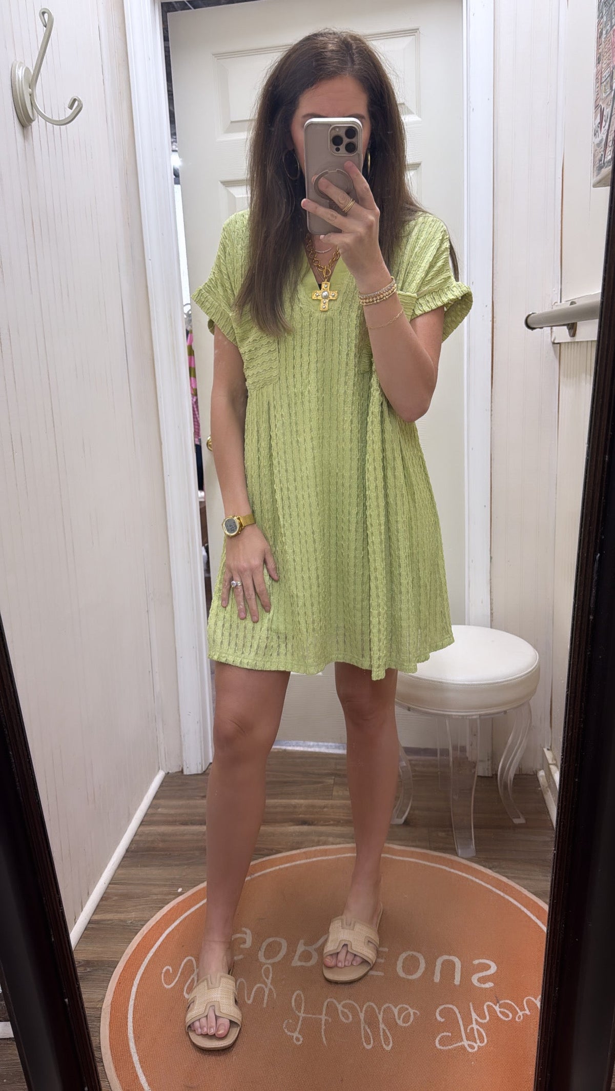 TEXTURE PLEATED POCKET DRESS