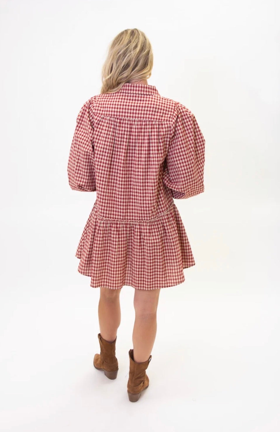 RED FLANNEL RUFFLE DRESS