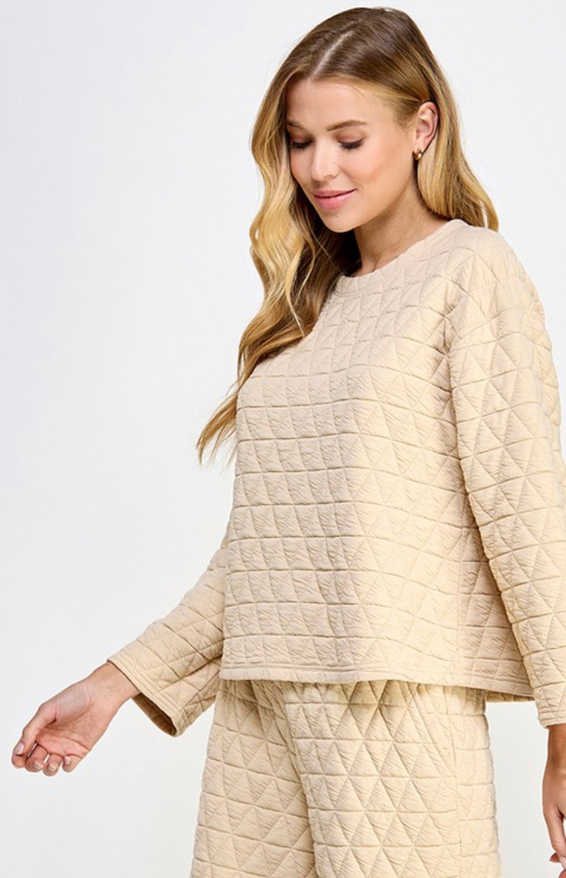 QUILTED LONG SLV TOP