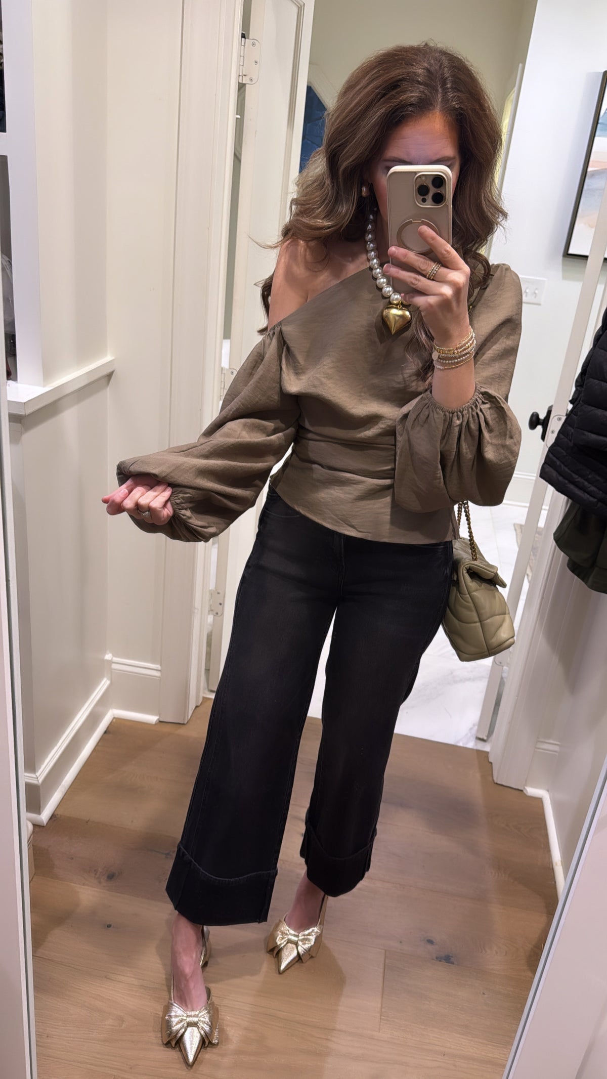 ADDIE OLIVE ONE SHOULDER TOP