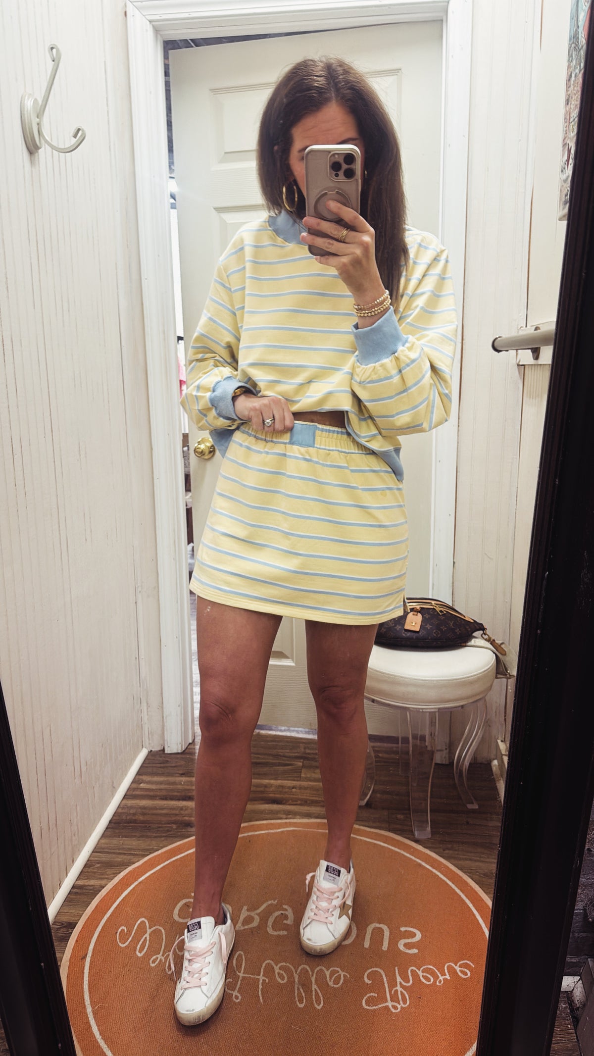 YELLOW & BLUE STRIPED SKORT