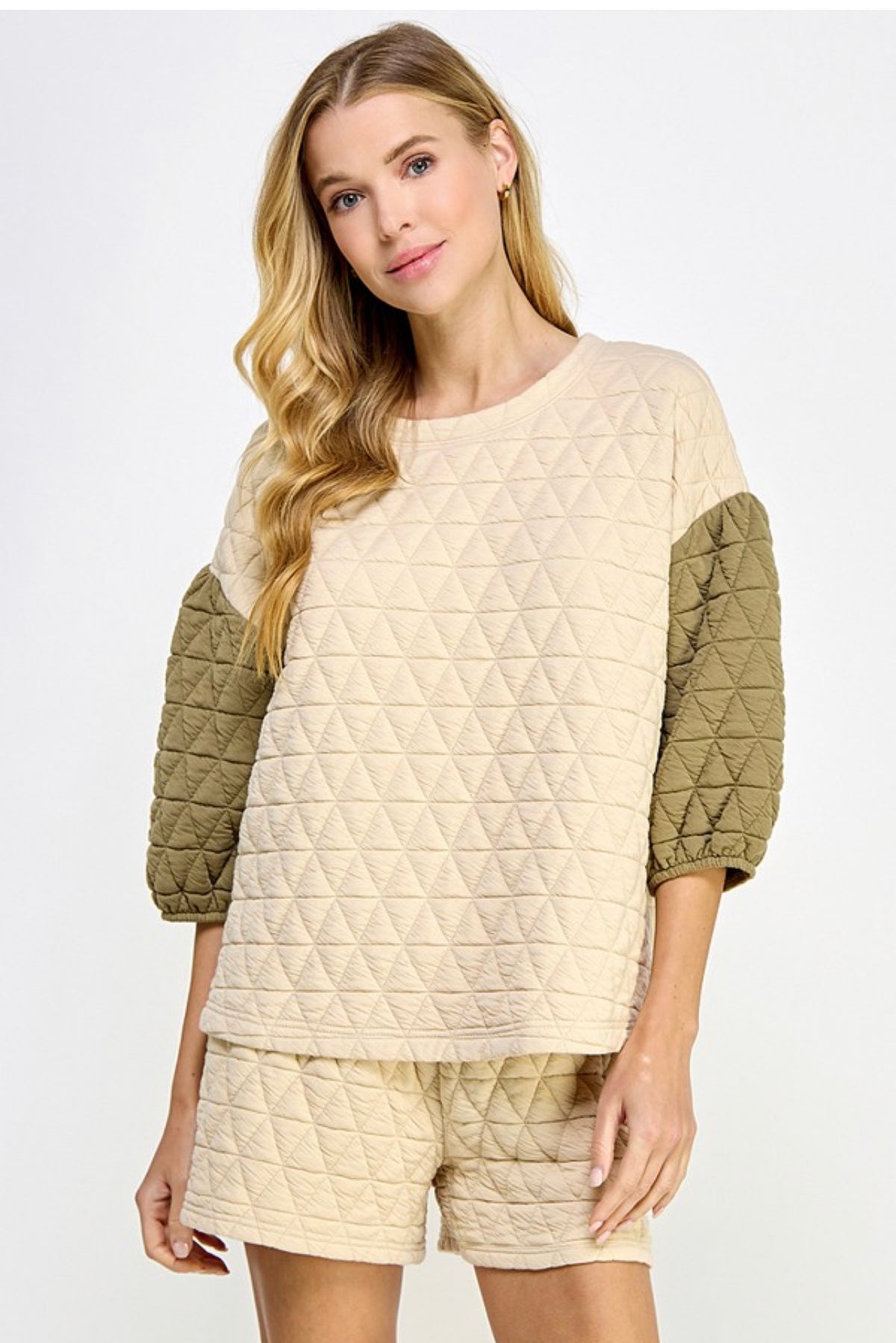 QUILTED COLOR-BLOCK TOP