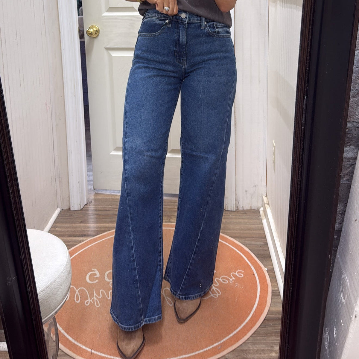 TWISTED SEAM WIDE LEG DENIM-DARK