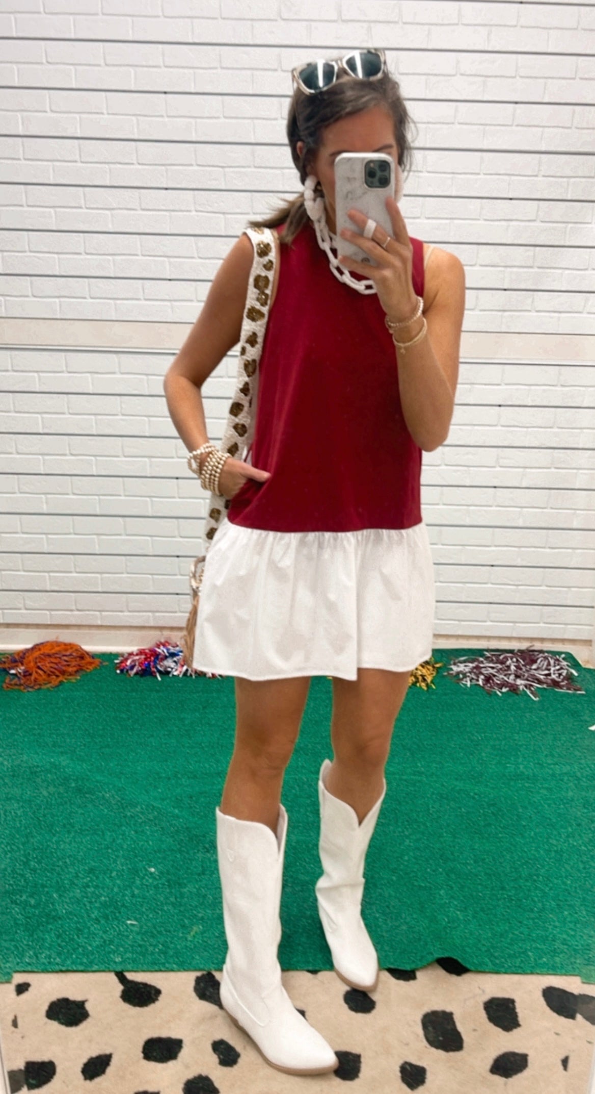 COLOR-BLOCK DROP WAIST DRESS