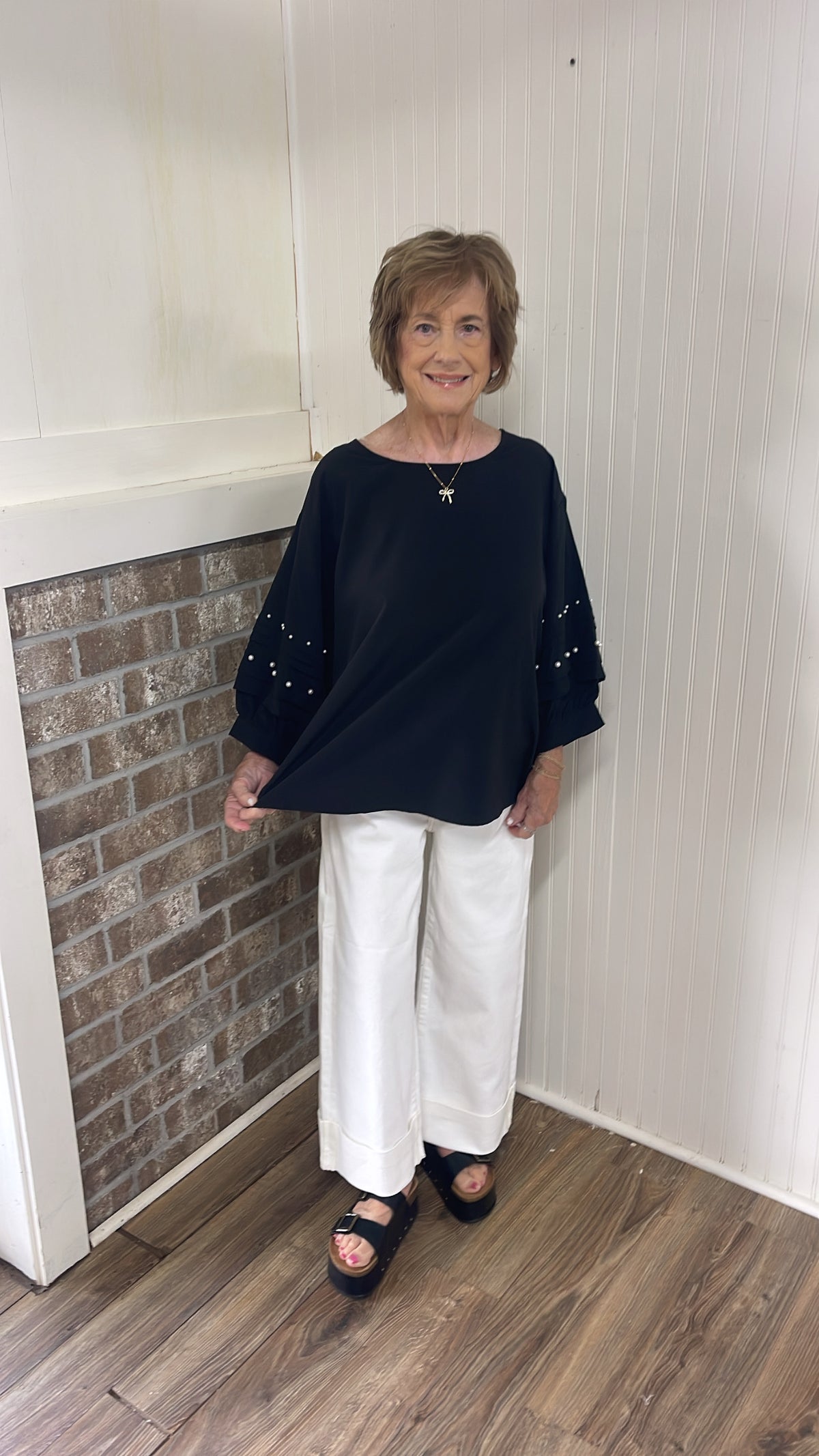 BLACK PEARL HALF SLV TOP