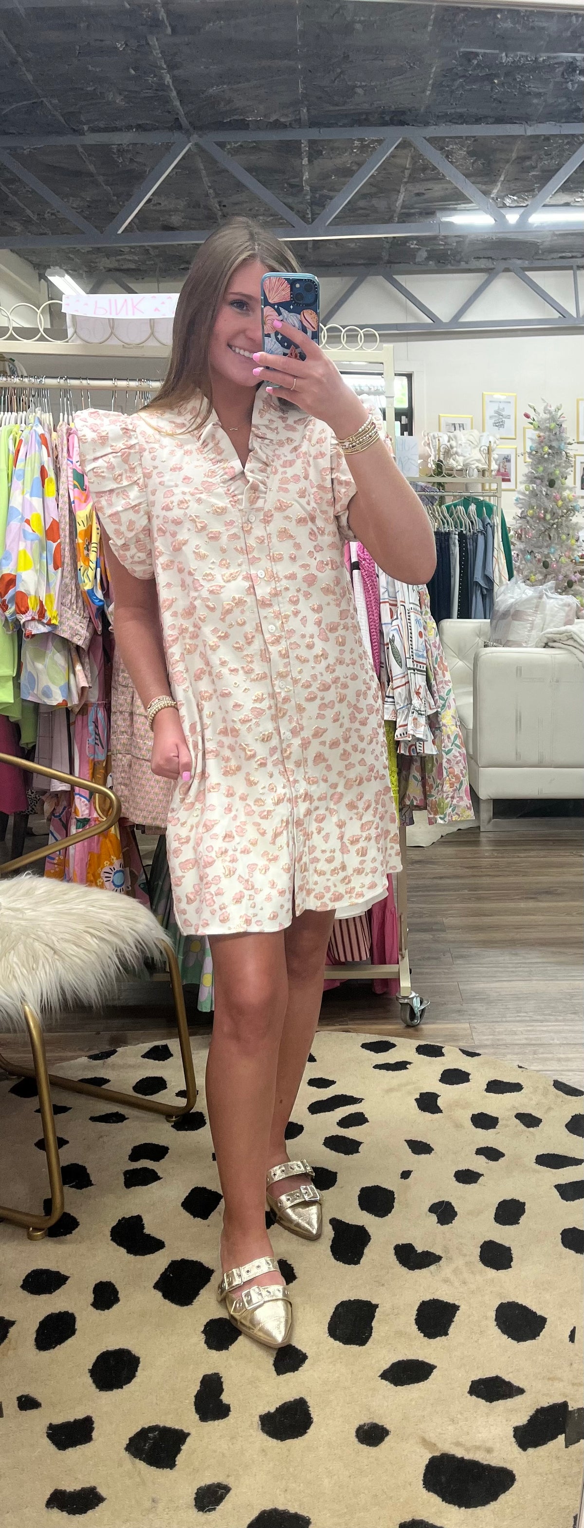 PINK METALLIC ABSTRACT TEXTURE DRESS