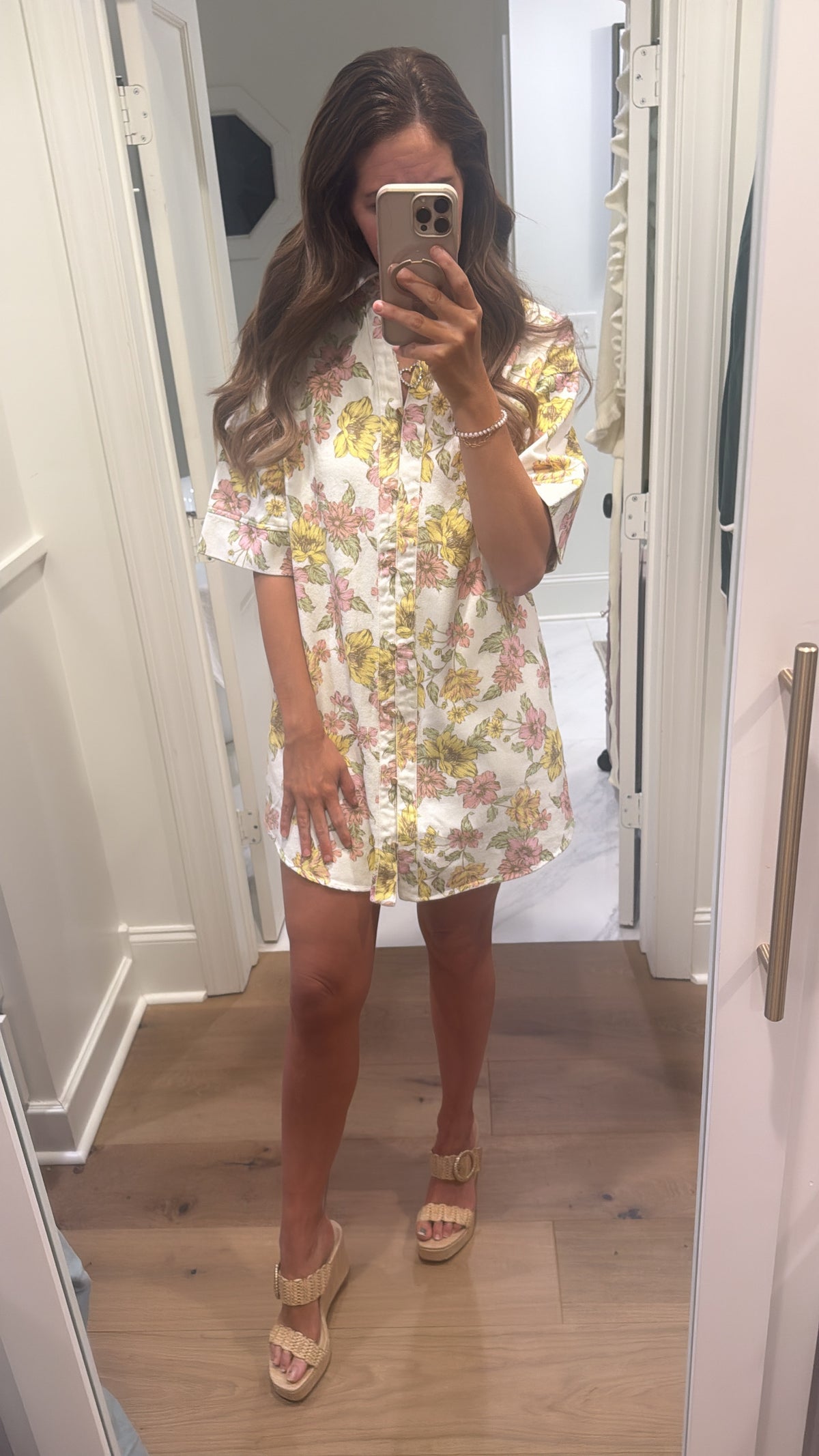 PINK & YELLOW FLORAL SHIRT DRESS