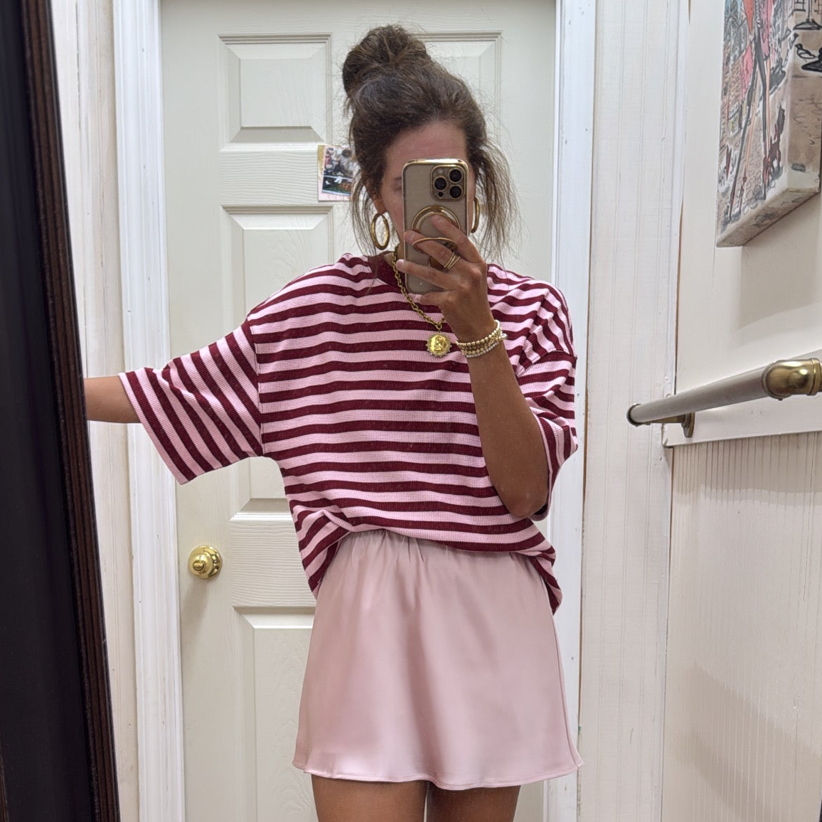BLUSH SATIN MINI SKORT