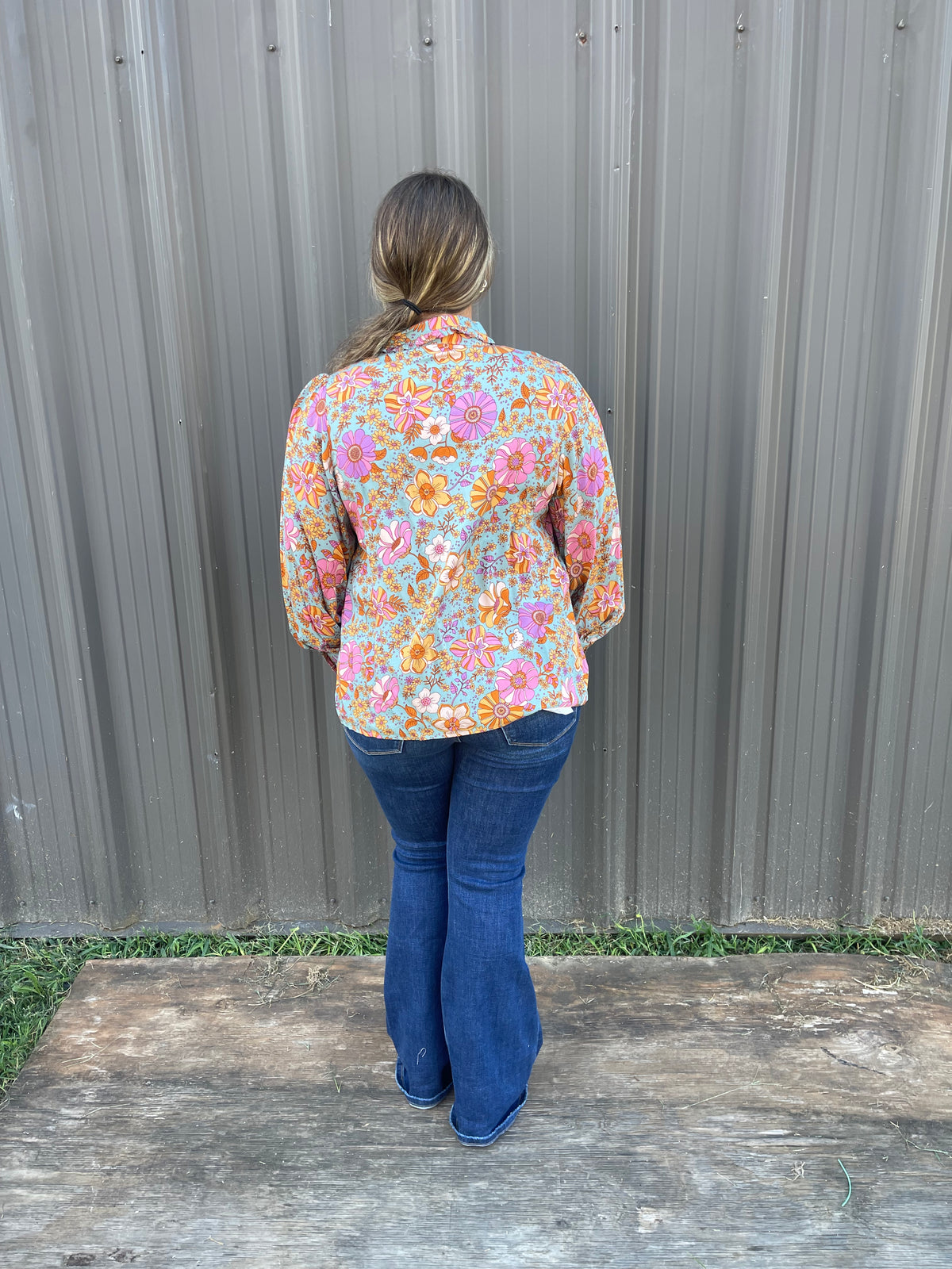 FLORAL VINTAGE RUFFLE COLLAR TOP