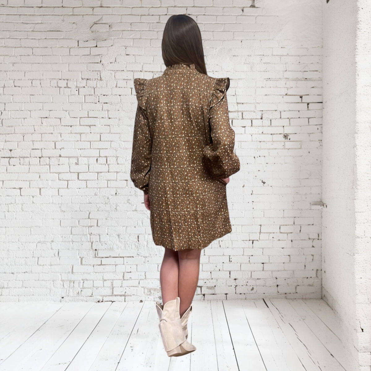 FLORAL BUTTON CORDUROY DRESS