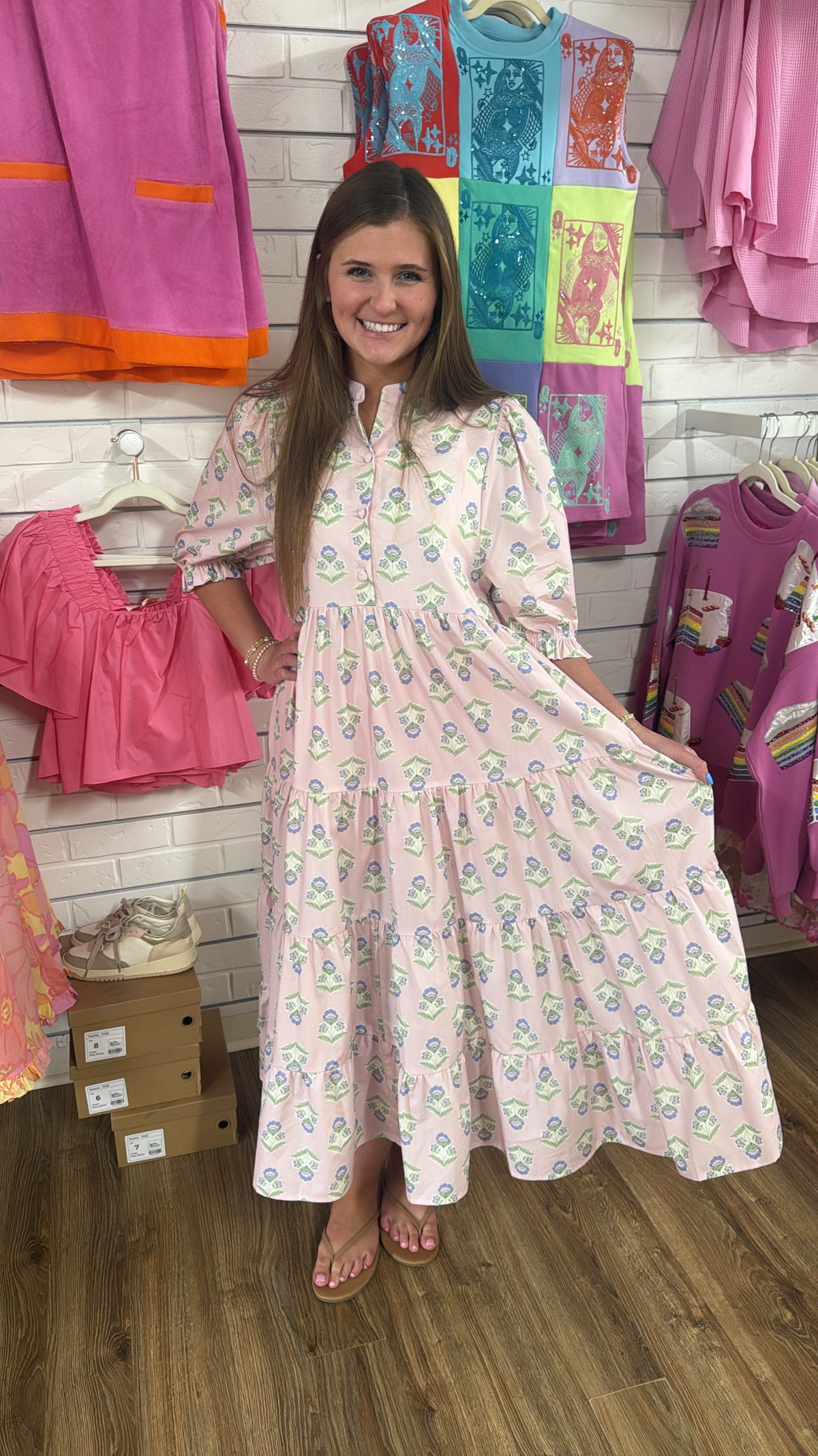 FRENCH FLORAL KIKI TIER MAXI DRESS