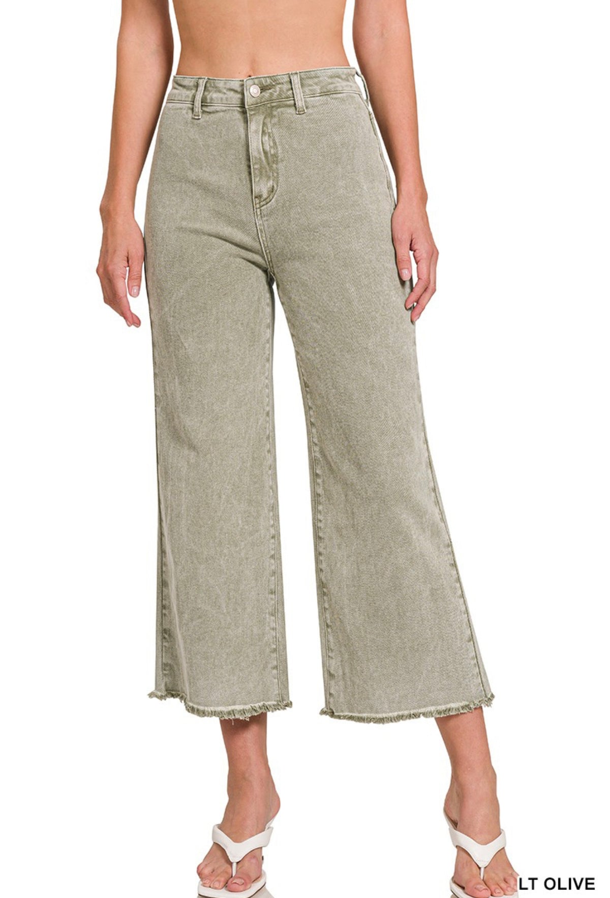 ACID WASH STRAIGHT LEG FRAY PANT