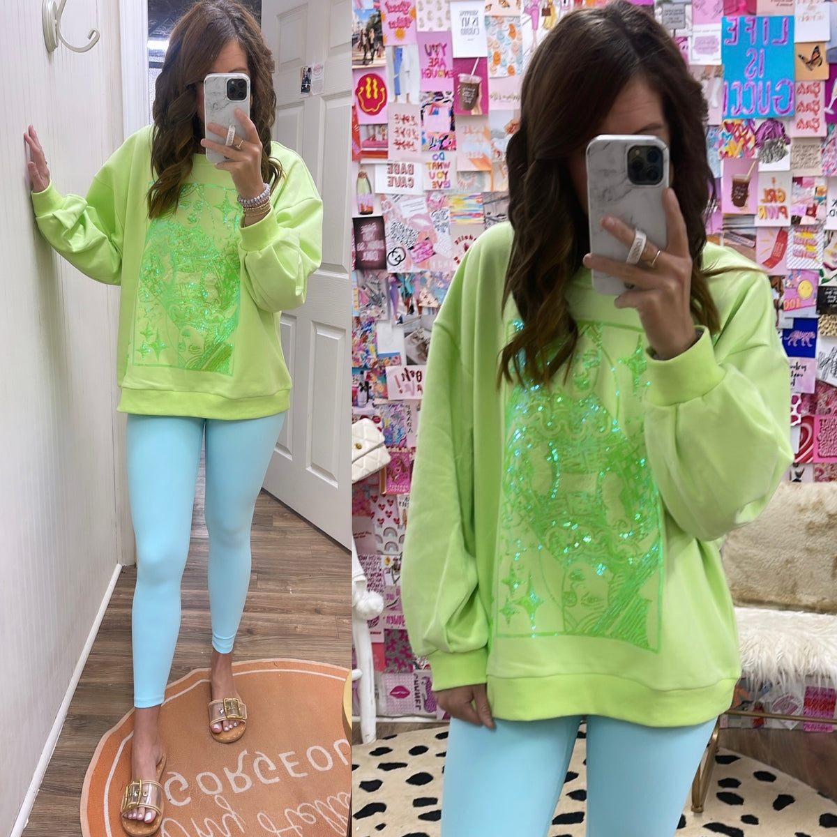 QOS LIME TONAL LOGO SWEATSHIRT