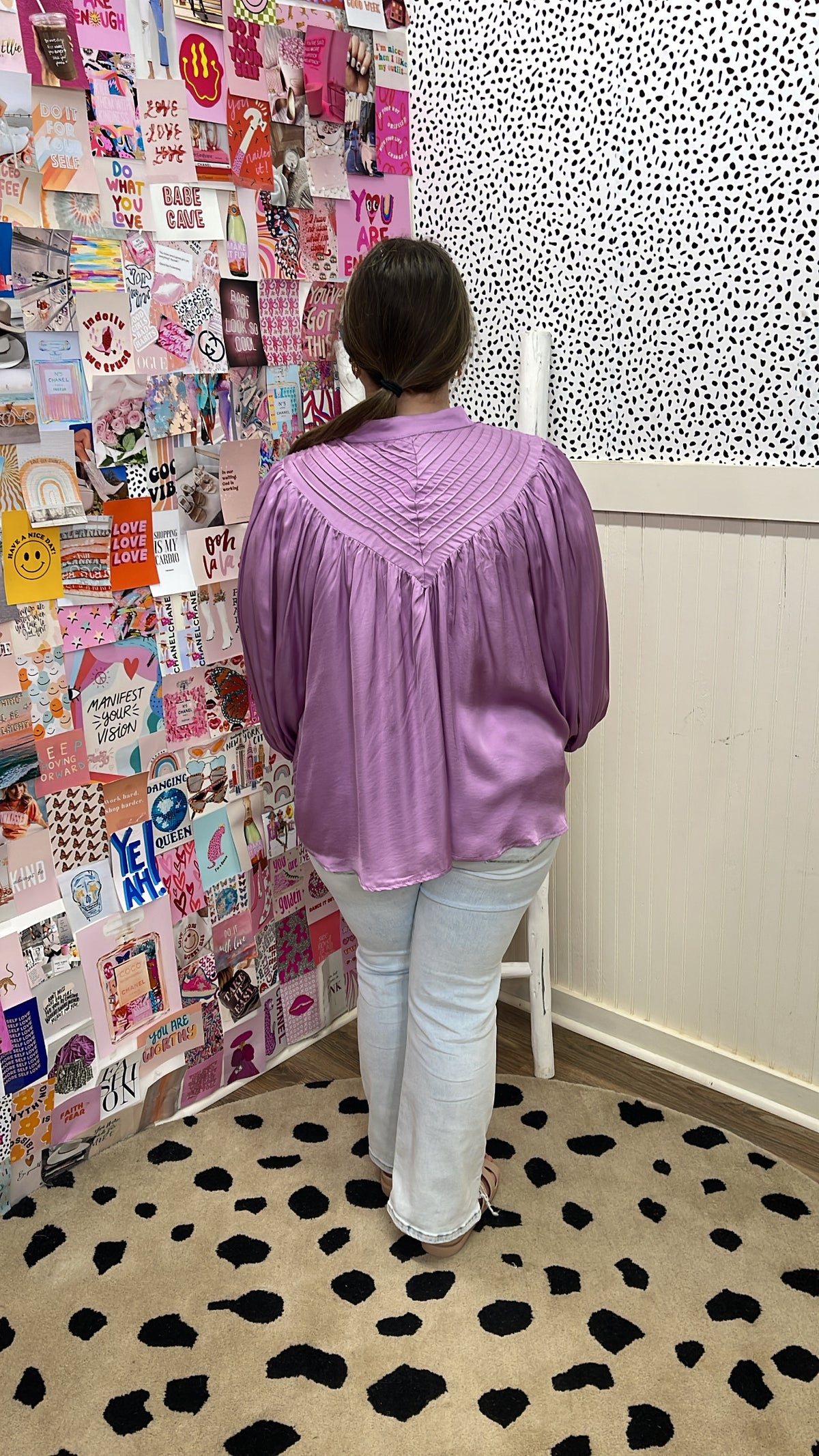 PURPLE SATIN PLEATED TOP