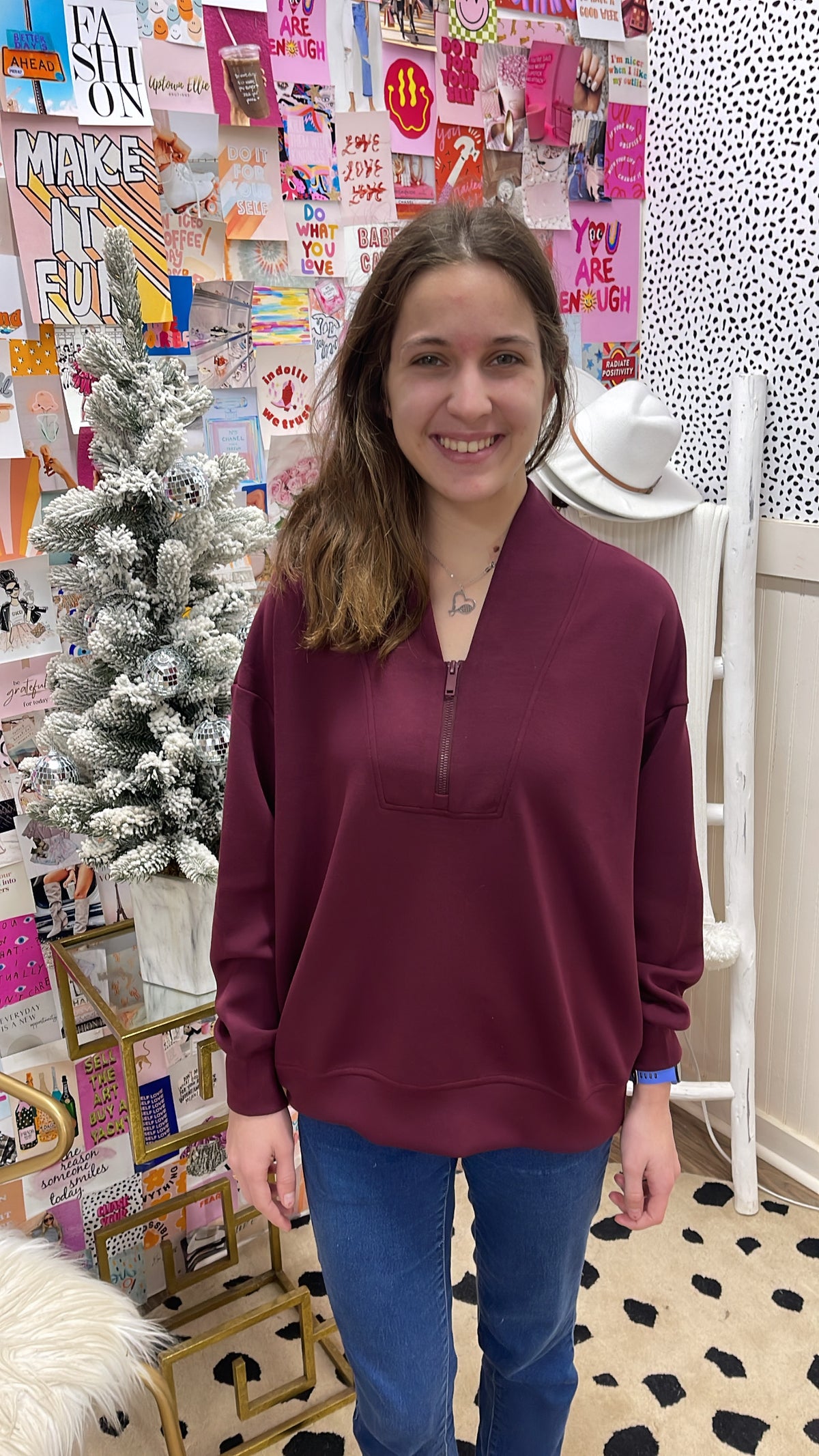 WINE LONG SLV COLLAR ZIP