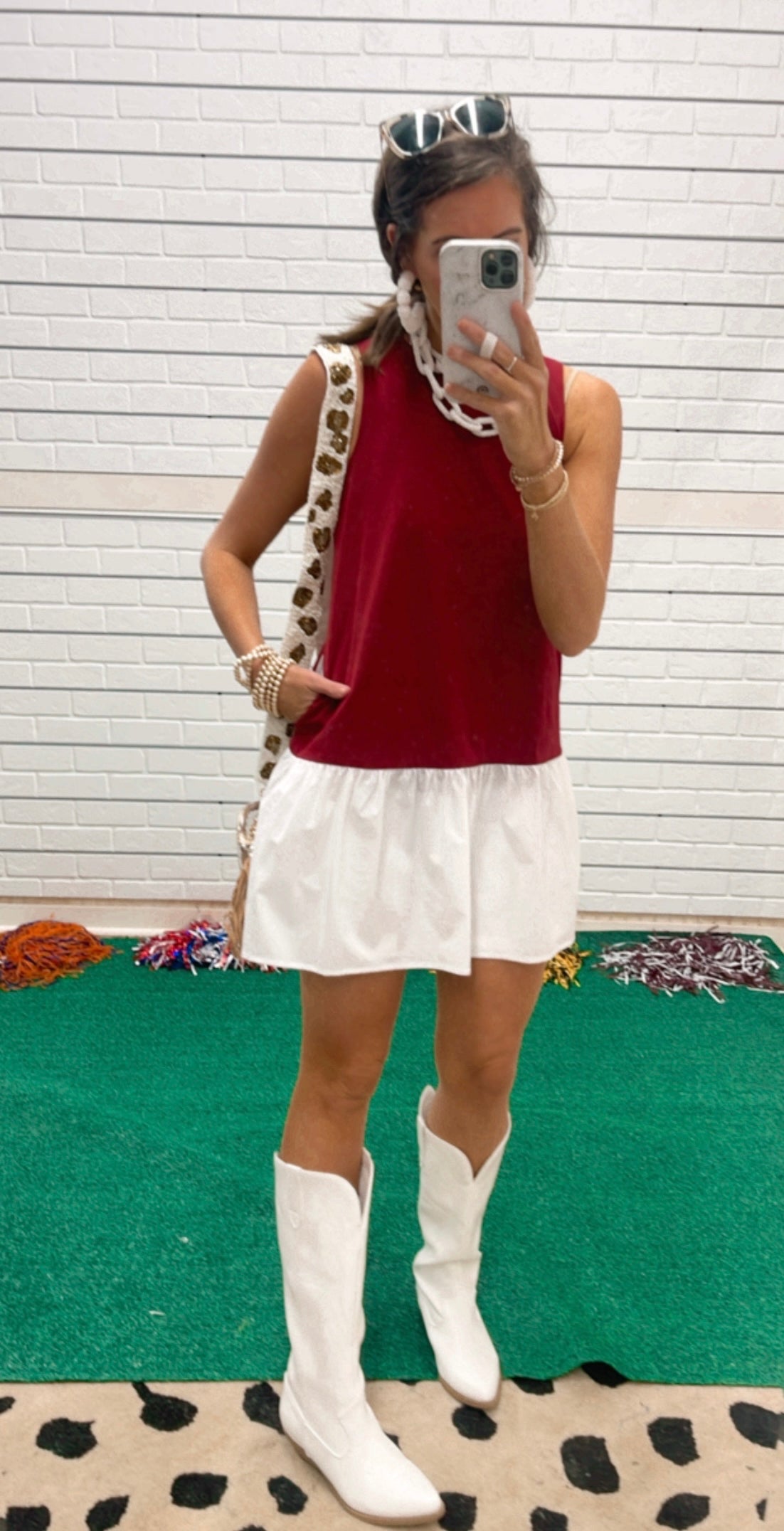 COLOR-BLOCK DROP WAIST DRESS