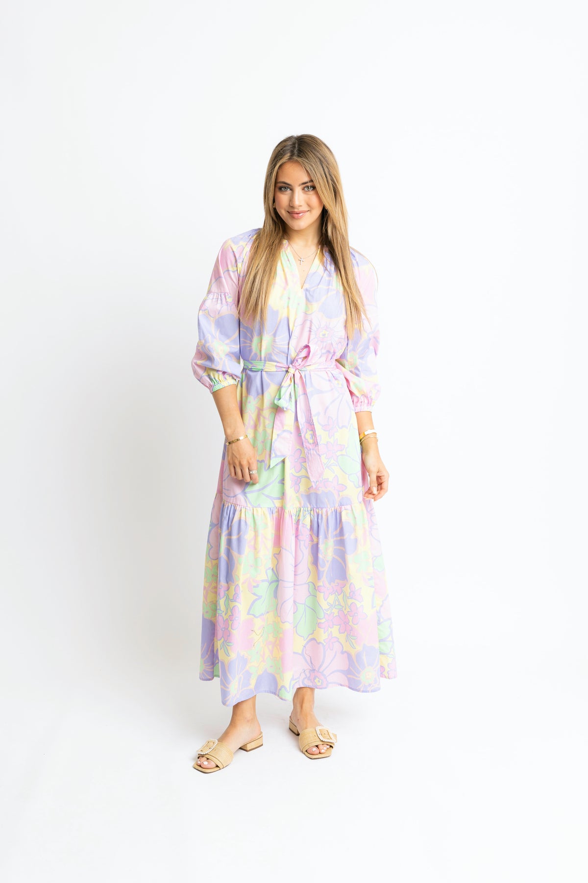 LAVENDER PASTEL FLORAL MAXI DRESS