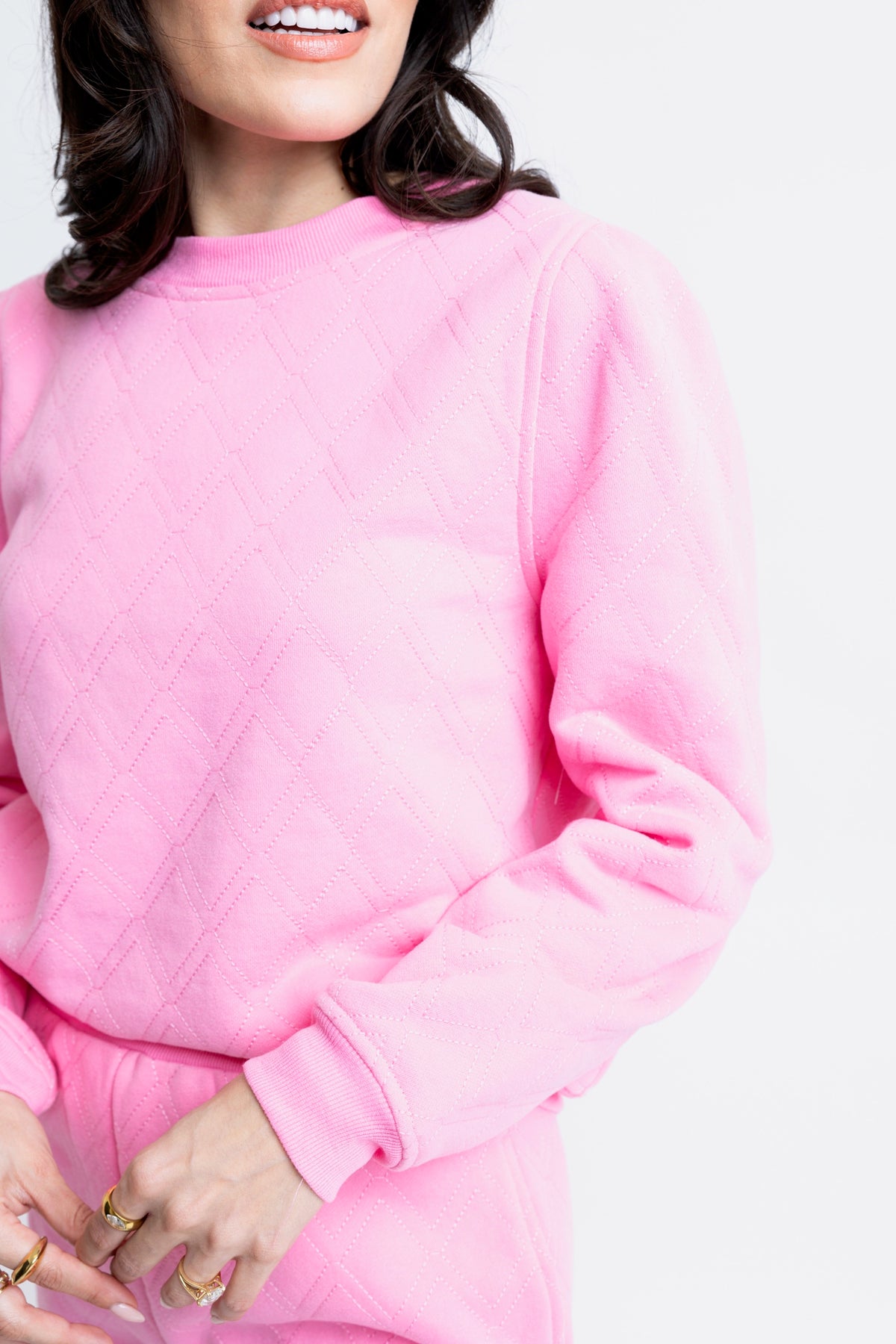 PINK STITCH CREW SWEATSHIRT