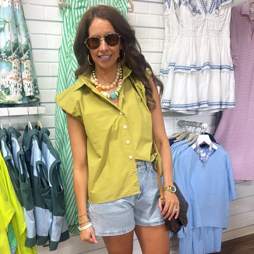 CITRINE BUBBLE POPLIN TOP