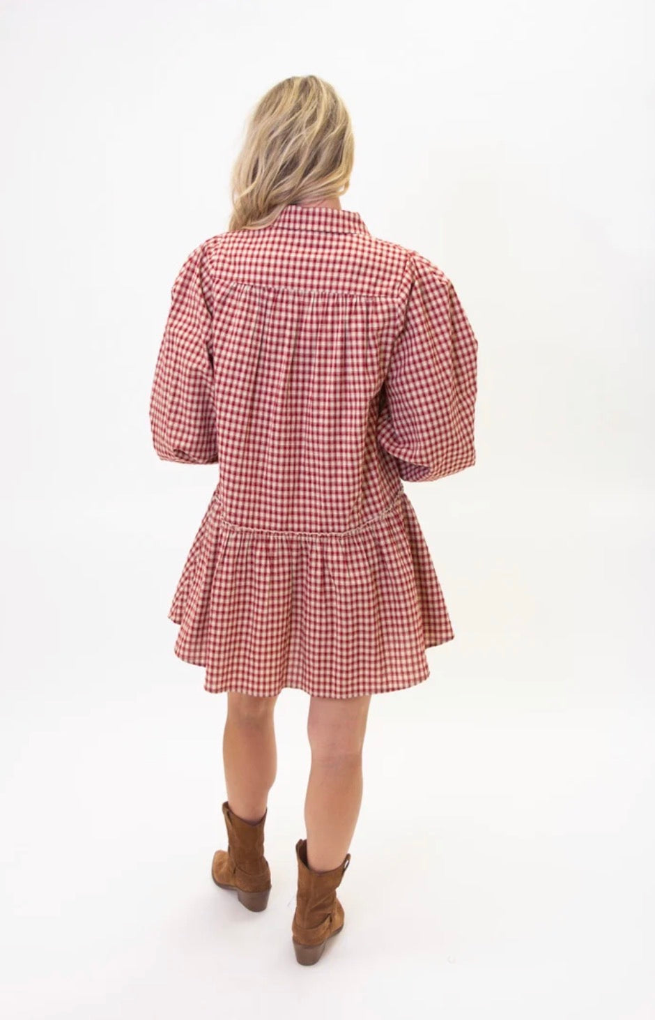 RED FLANNEL RUFFLE DRESS