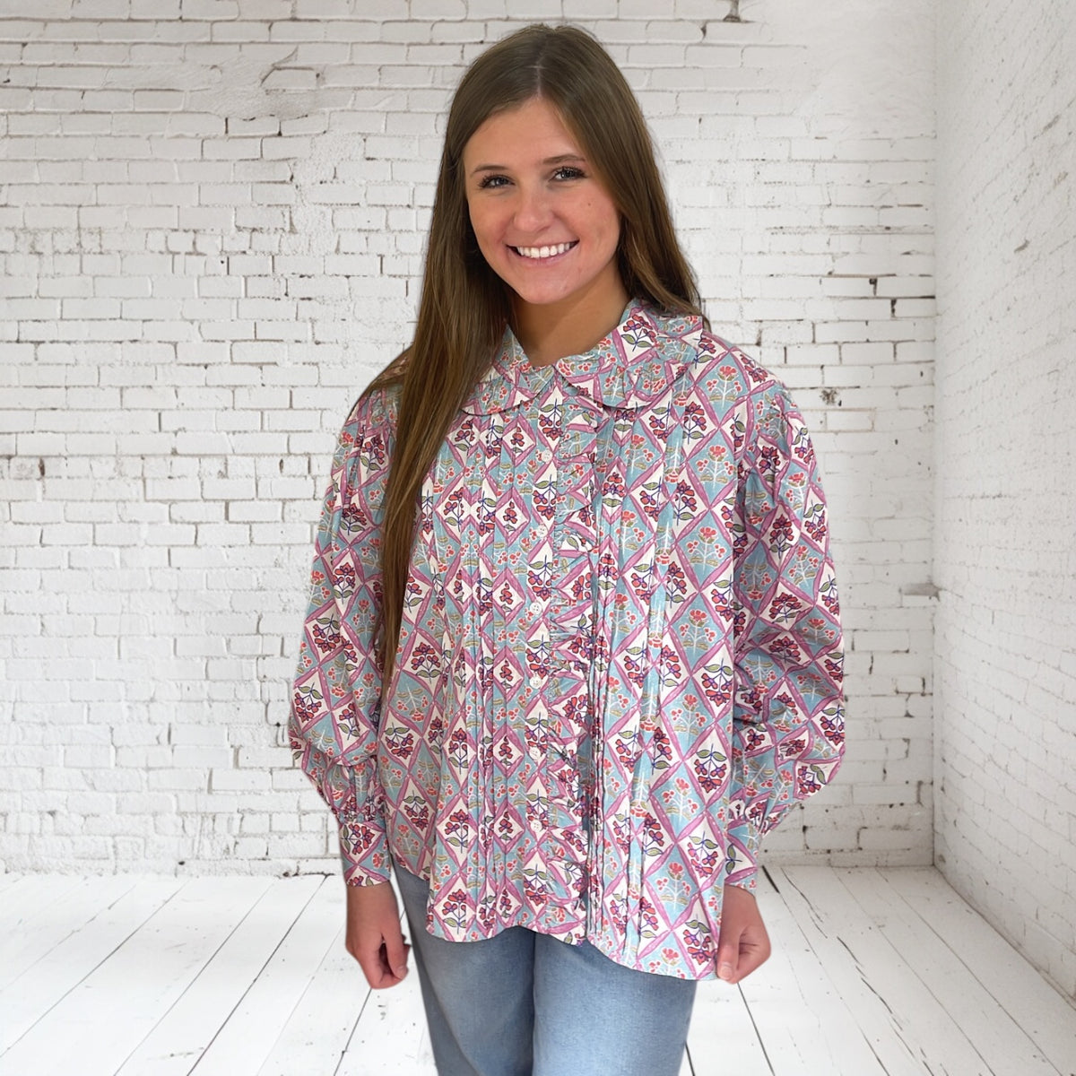 PARIS FLORAL VINTAGE RUFFLE TOP