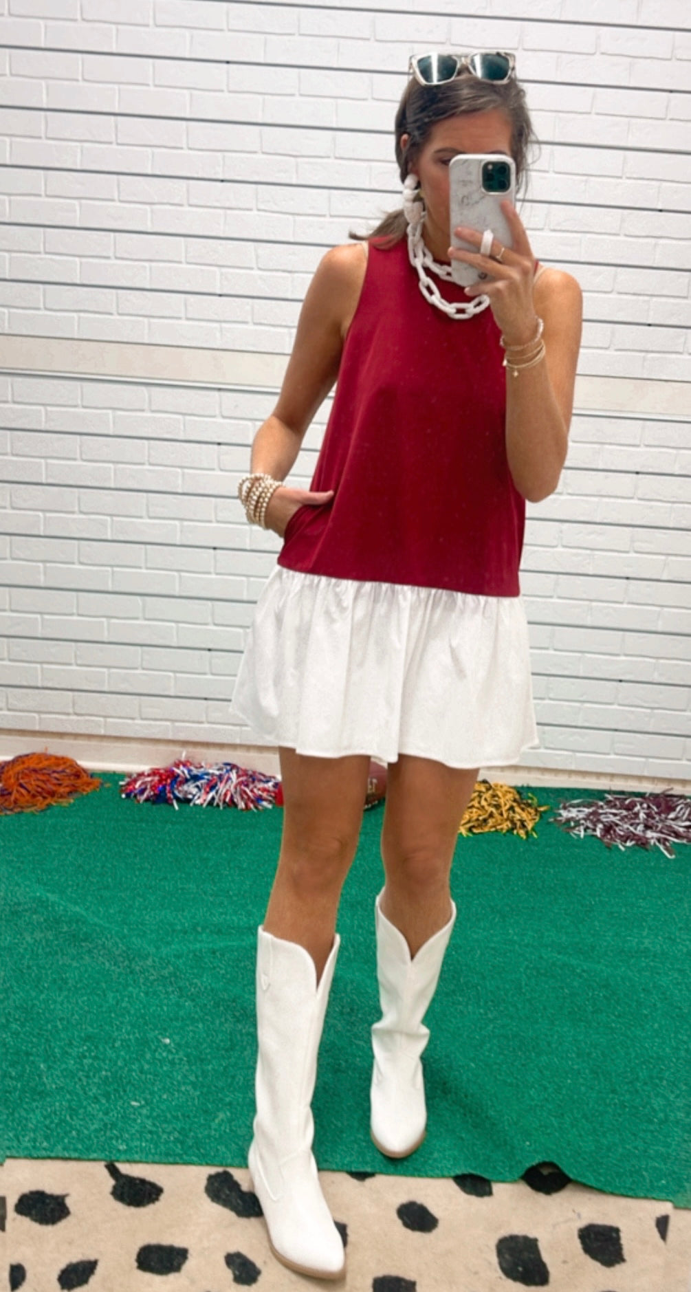 COLOR-BLOCK DROP WAIST DRESS
