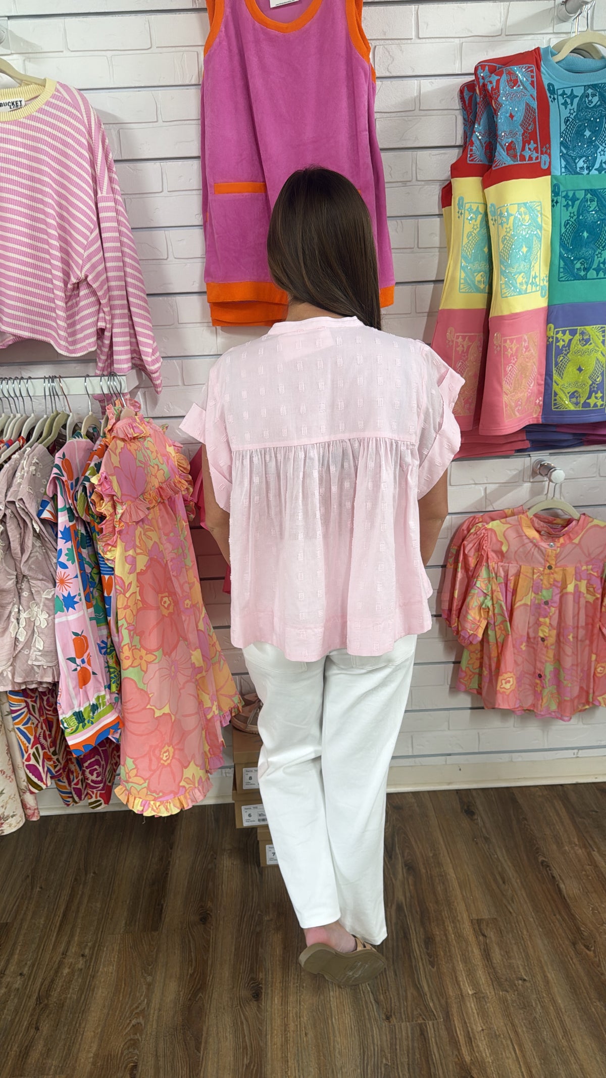 BLUSH RUFFLED BUTTON UP TOP