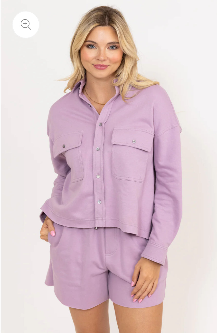 LAVENDER FRENCH TERRY POCKET TOP