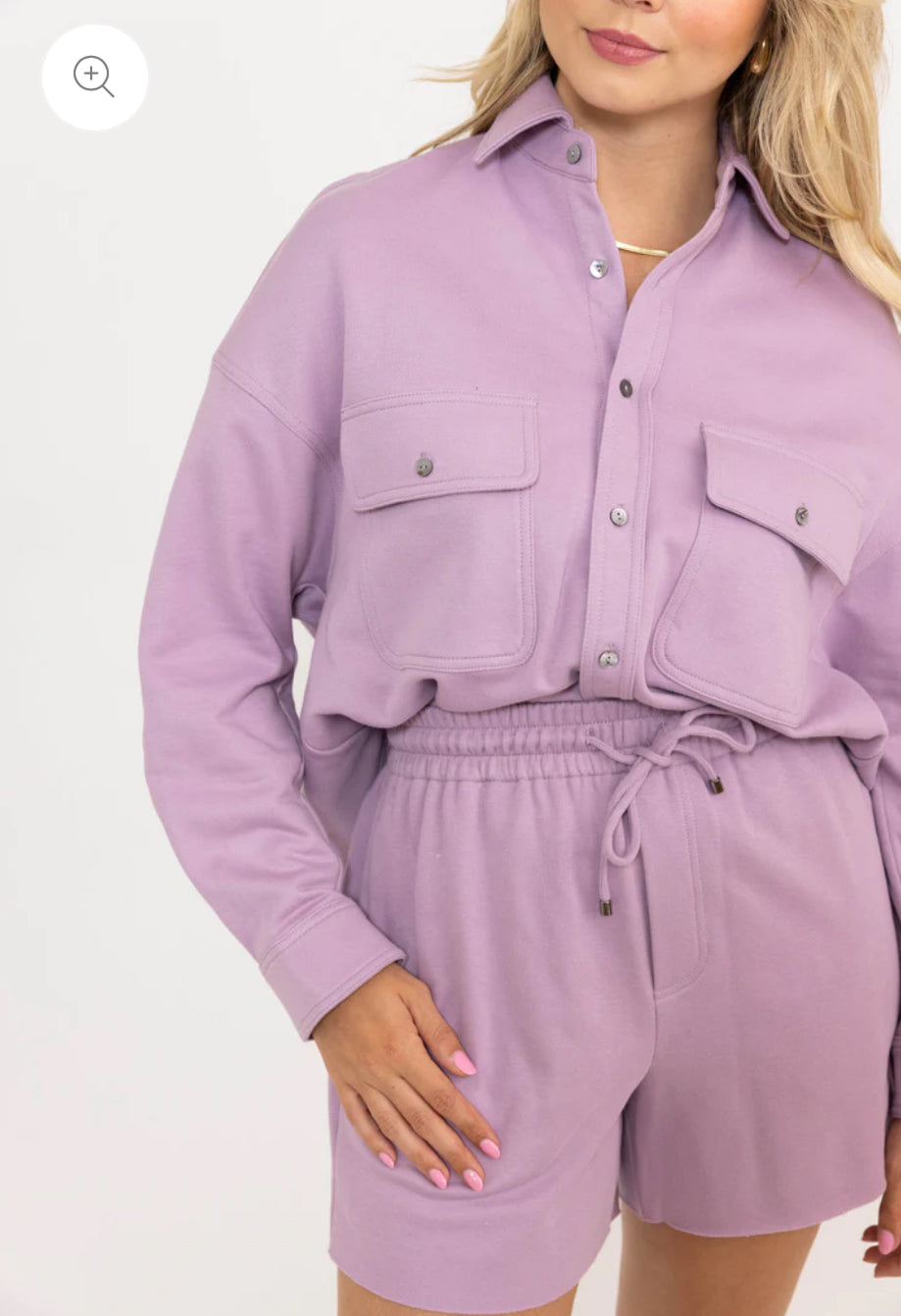 LAVENDER FRENCH TERRY POCKET TOP