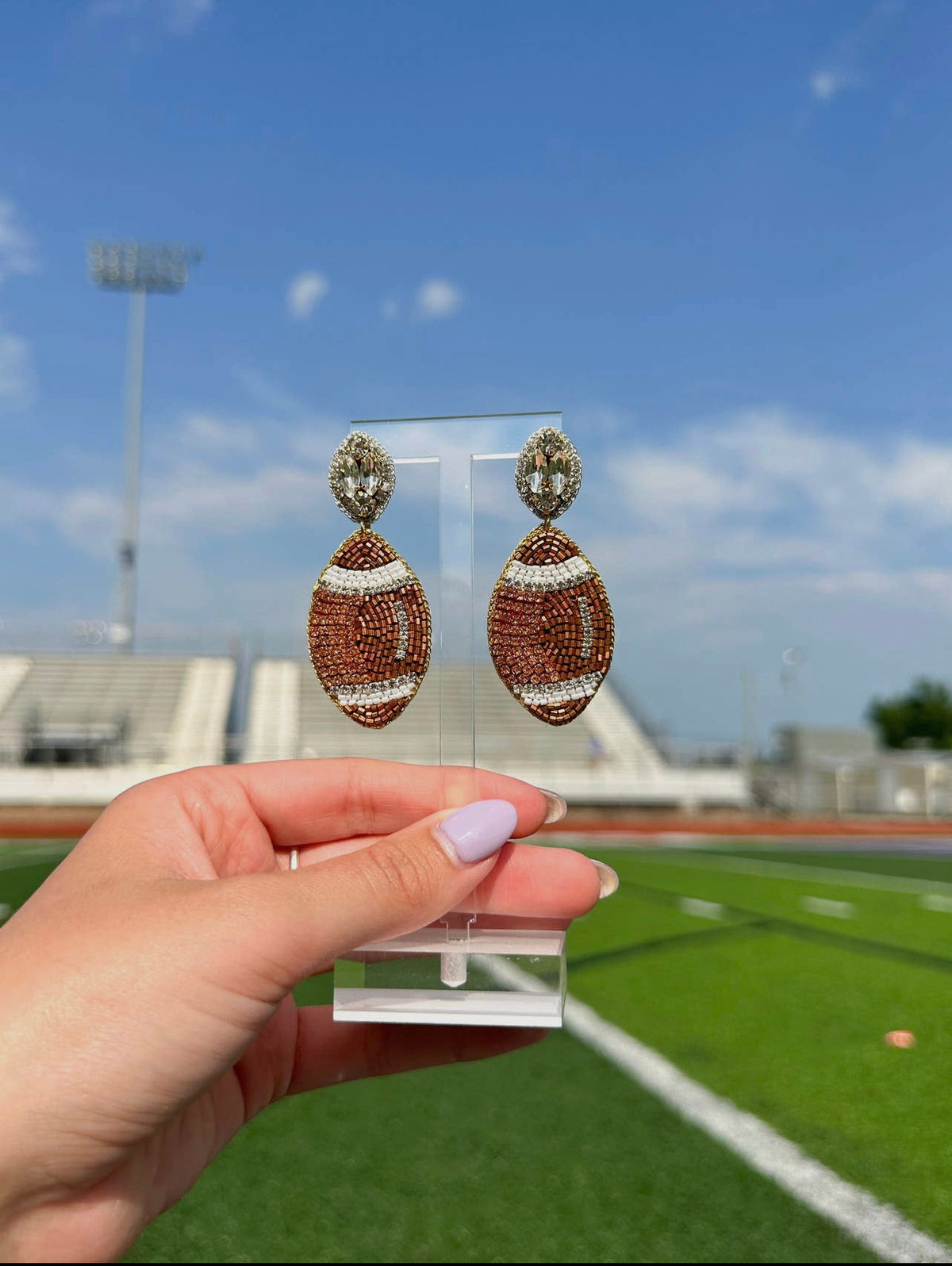 BEADED FOOTBALL EARRINGS