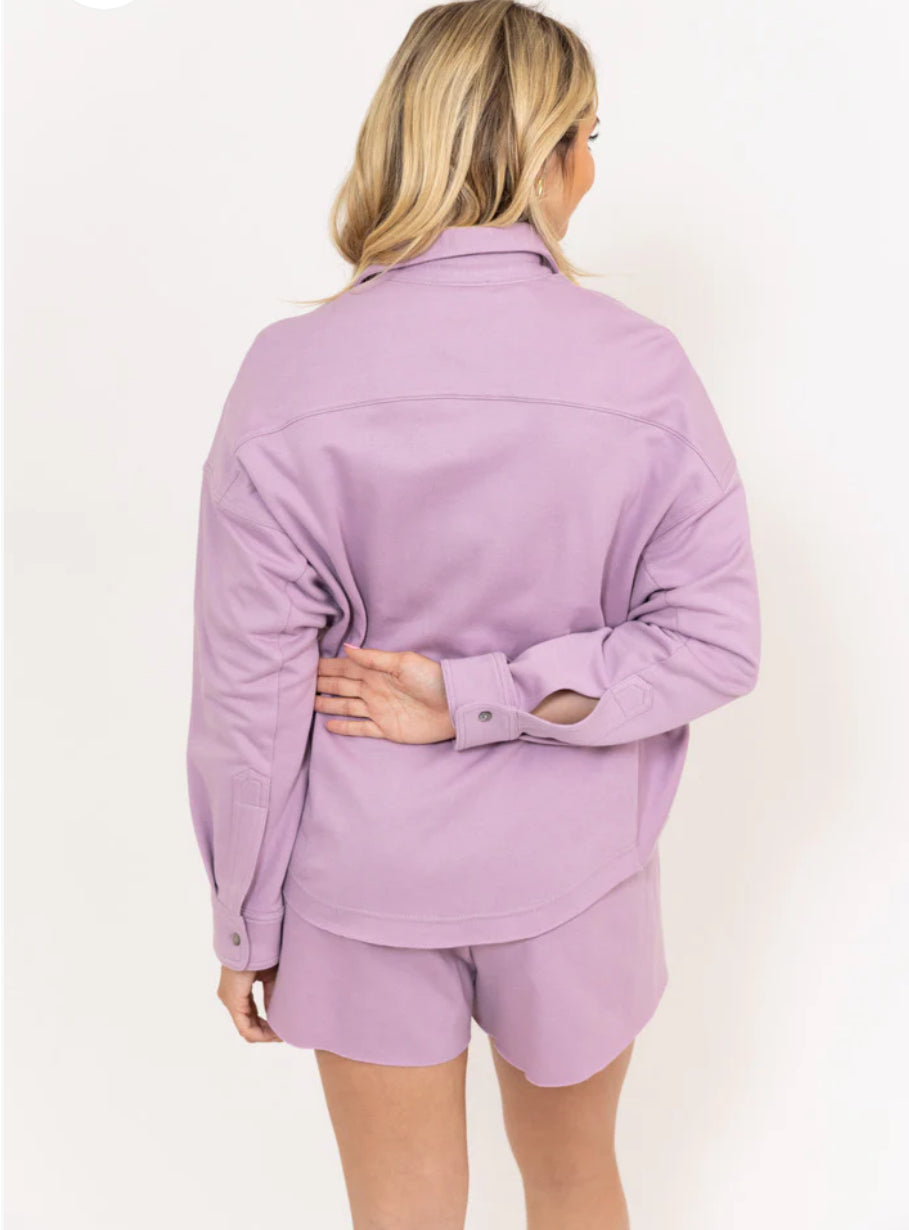 LAVENDER FRENCH TERRY POCKET TOP