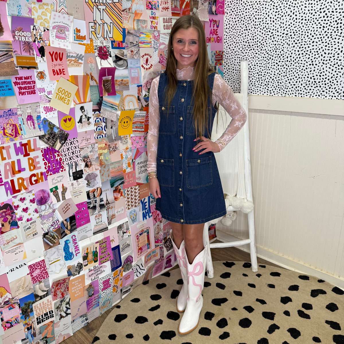 GOLD BUTTON DENIM DRESS