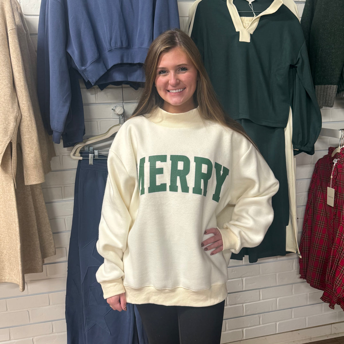 MERRY CHRISTMAS REVERSIBLE MOCKNECK SWEATSHIRT