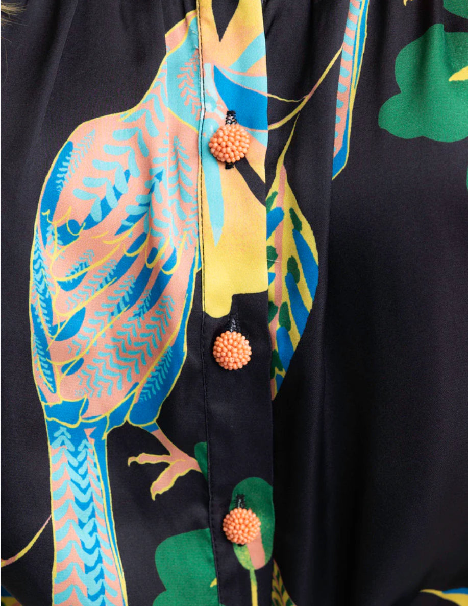 TOUCAN BLACK JUNGLE PUFF SLV TOP