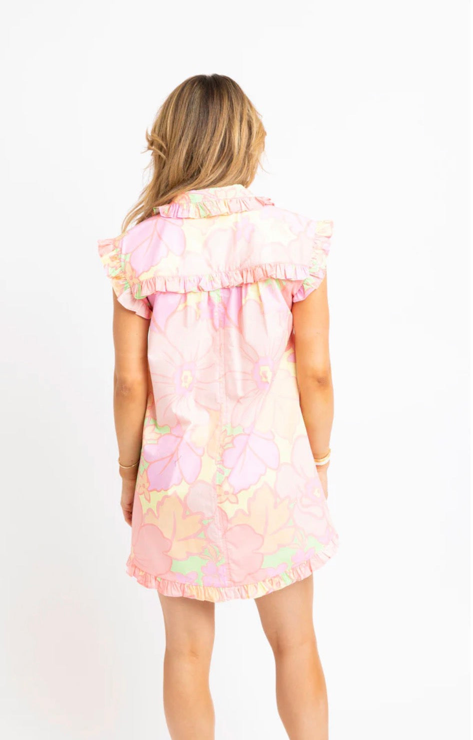BIG FLORAL PASTEL RUFFLE DRESS