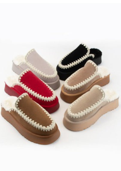 AMBER FUR LINE CROCHET SLIPPER SHOE