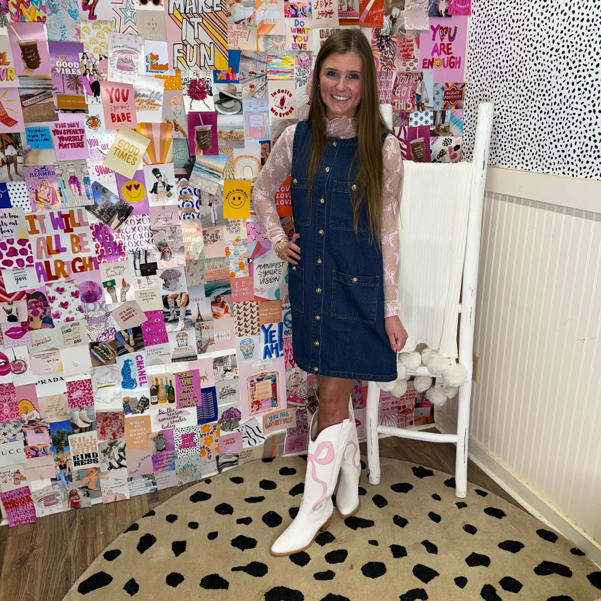 GOLD BUTTON DENIM DRESS