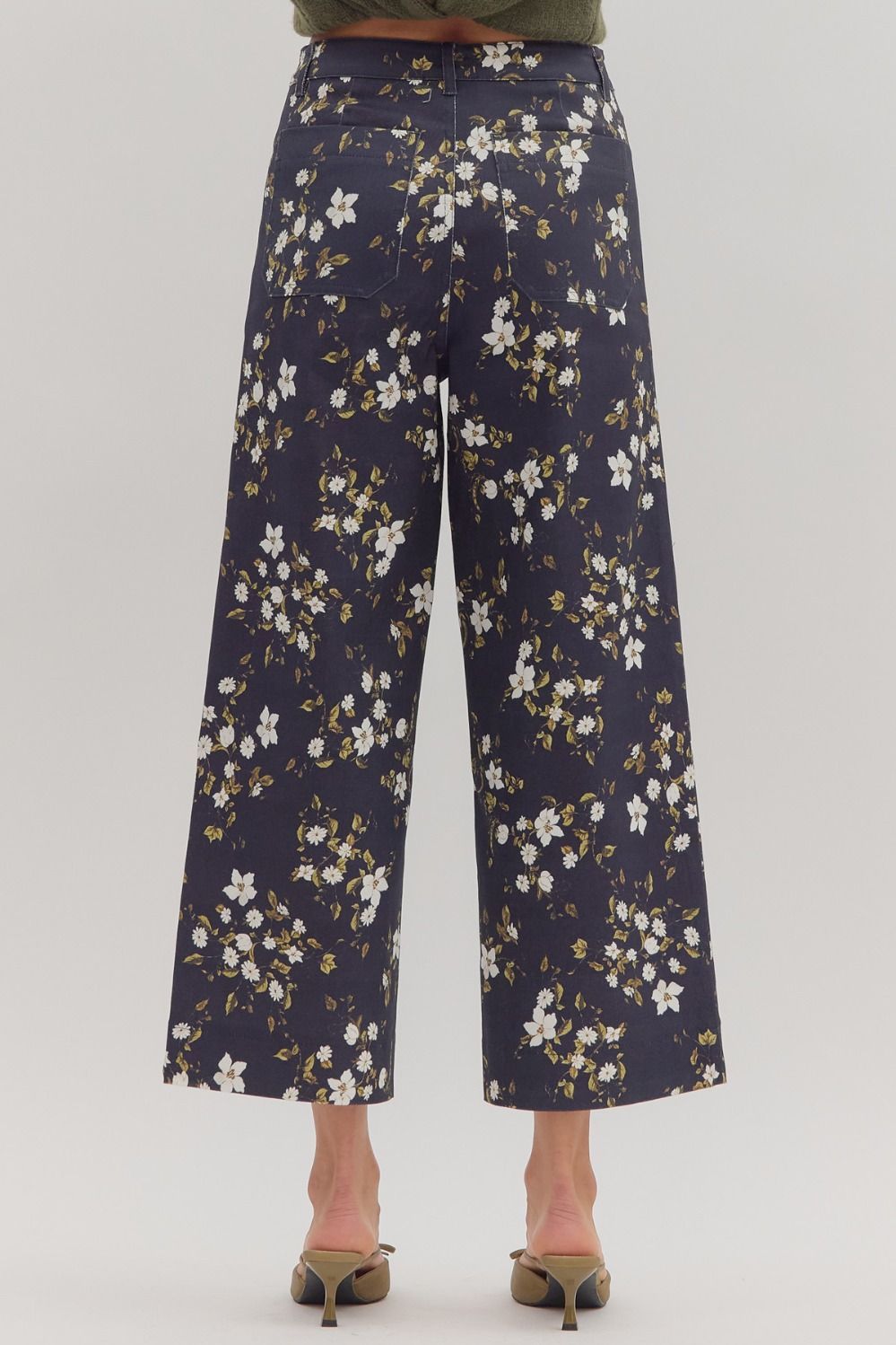 NAVY FLORAL WIDE LEG PANT