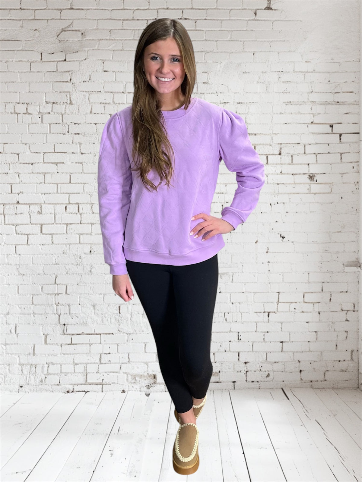 LAVENDER STITCH CREW SWEATSHIRT