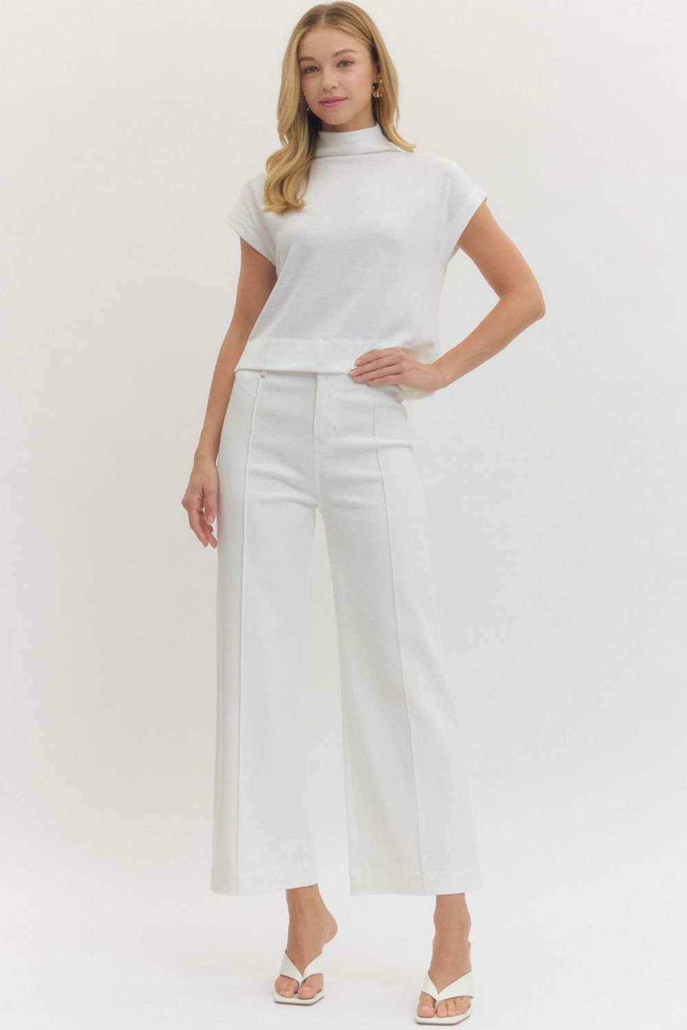 OFF WHITE WIDE LEG FRONT SEAM PANT