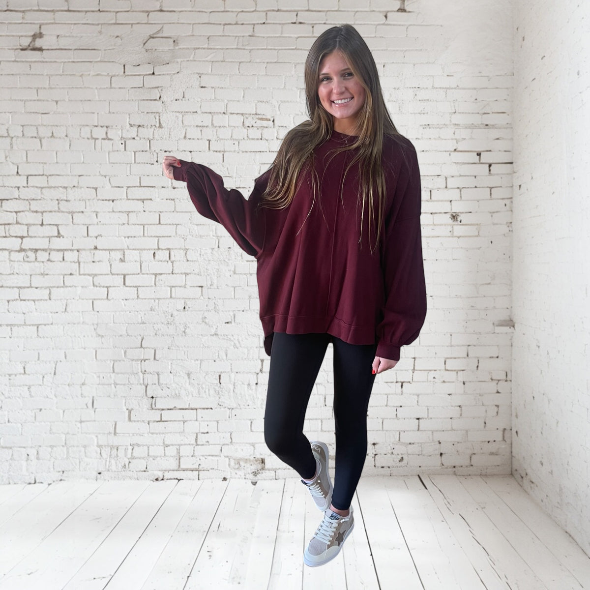 CHELSEA BURGUNDY HI LOW SWEATER