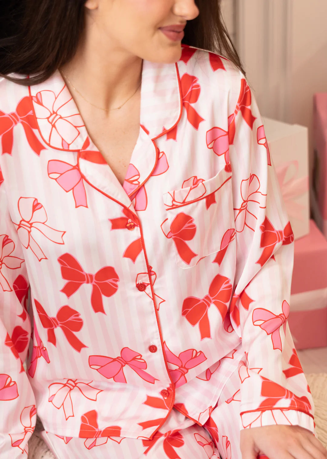 CHARLOTTE SATIN MORE THE MERRIER PAJAMAS